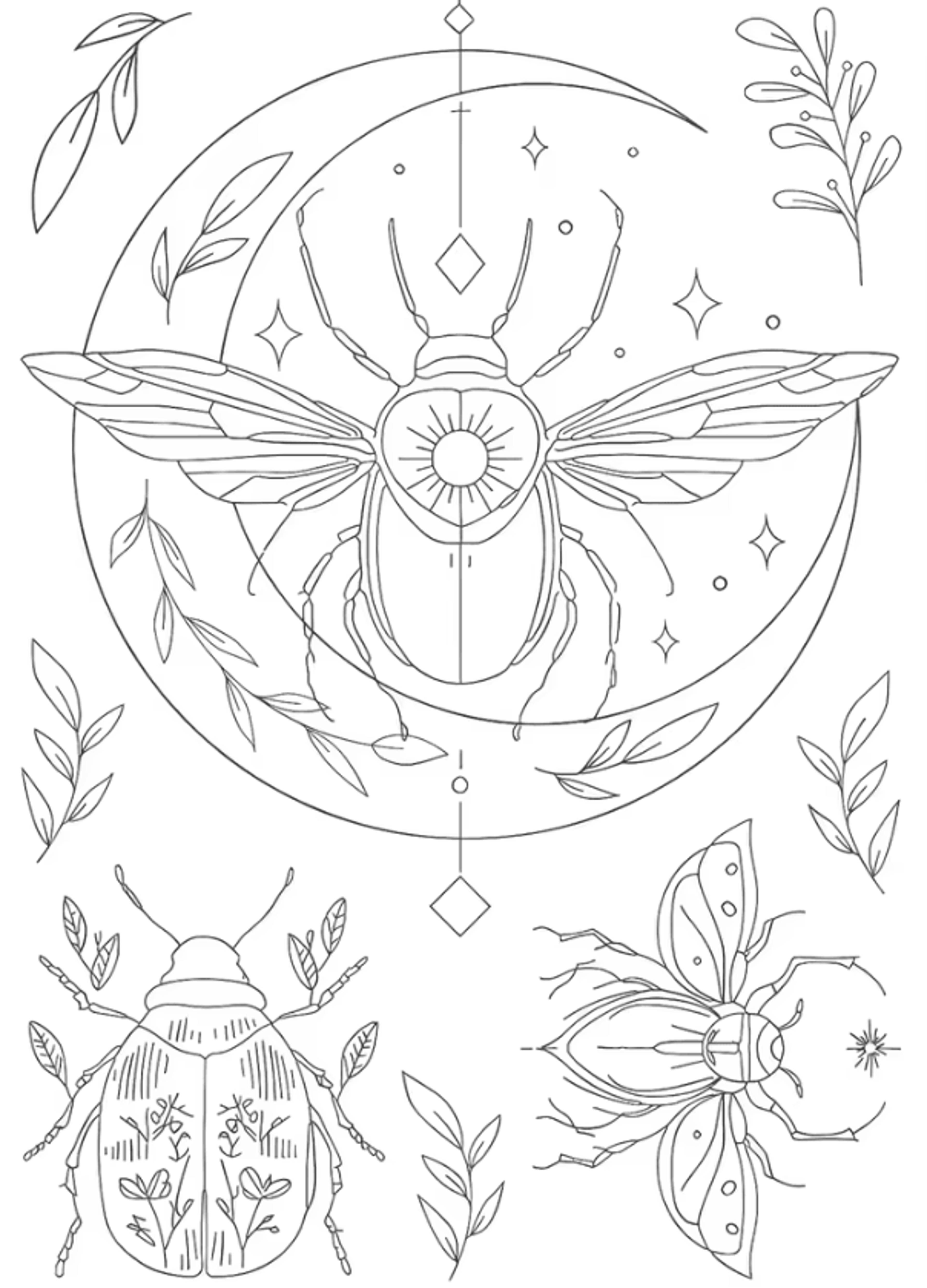 12Pcs Insect Stick And Stitch Embroidery Kit  Water Soluble Patterns With Metallic Threads 10