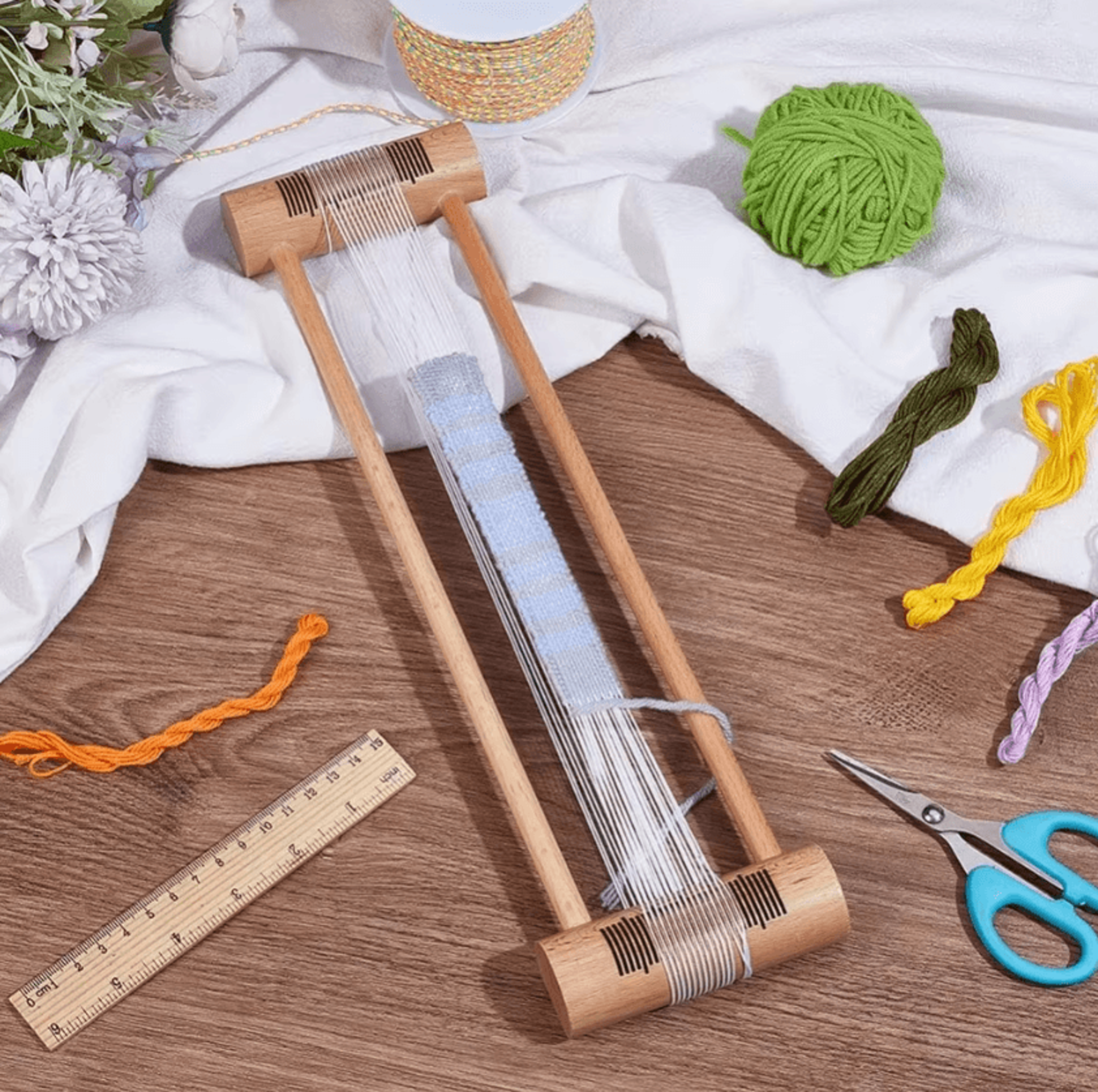 Wooden Tablet Weaving Loom  Rectangle Thread And Embroidery Floss Weaving Tool 3