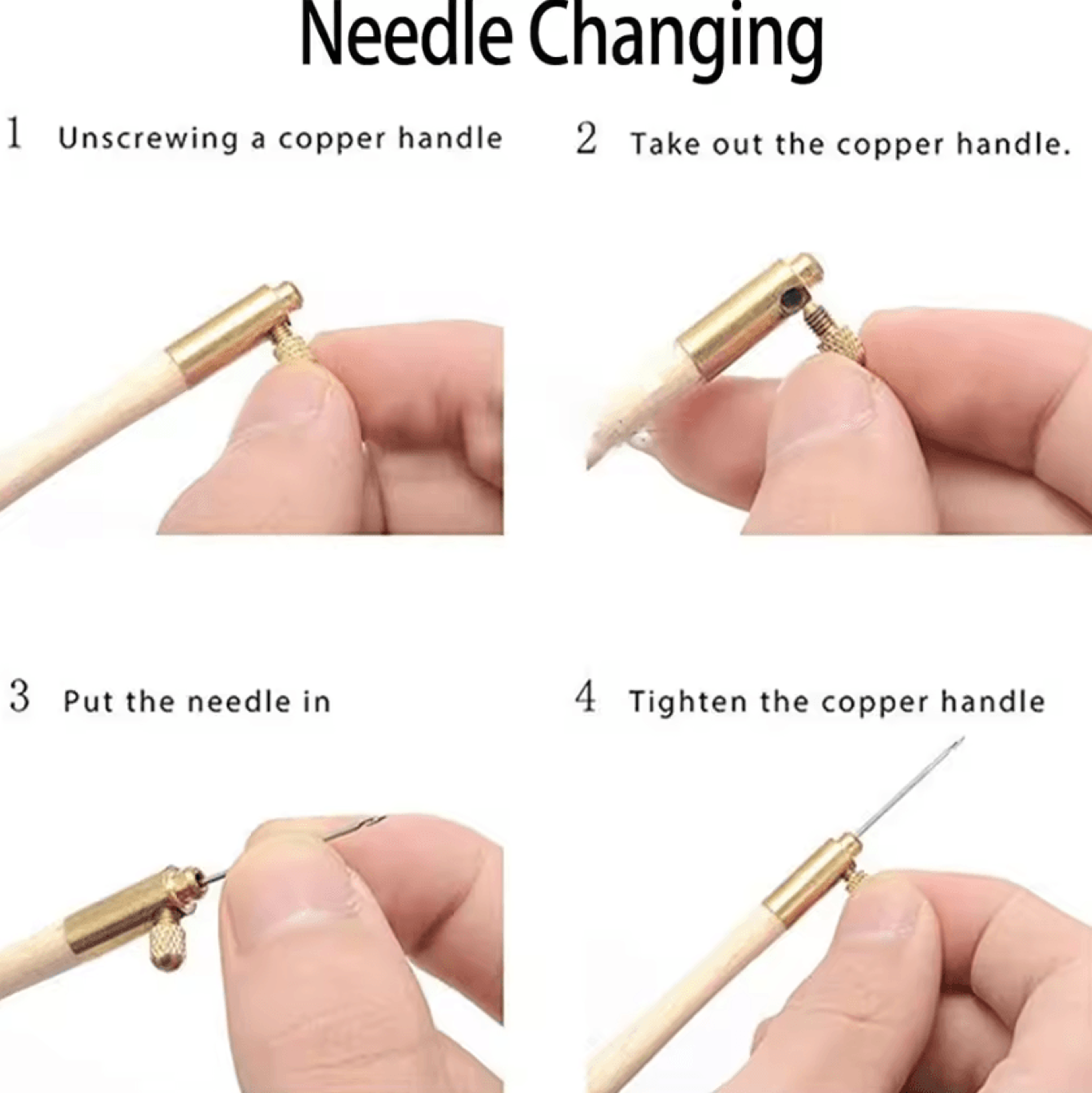 Wooden Tambour Embroidery Hook Set With 3 Beading Needles 2