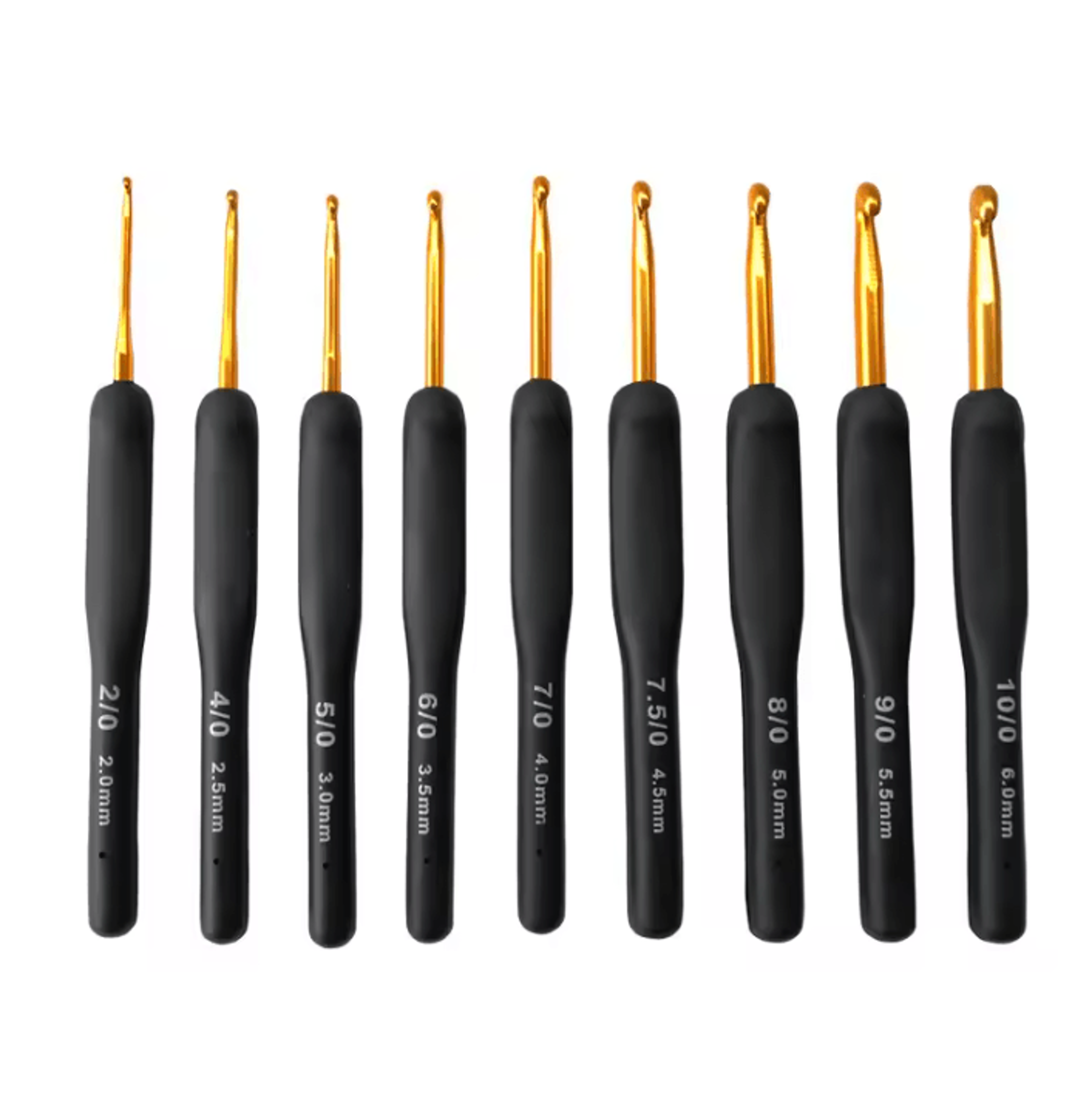 9Piece Black Gold Ergonomic Crochet Hook Set 2060mm 4