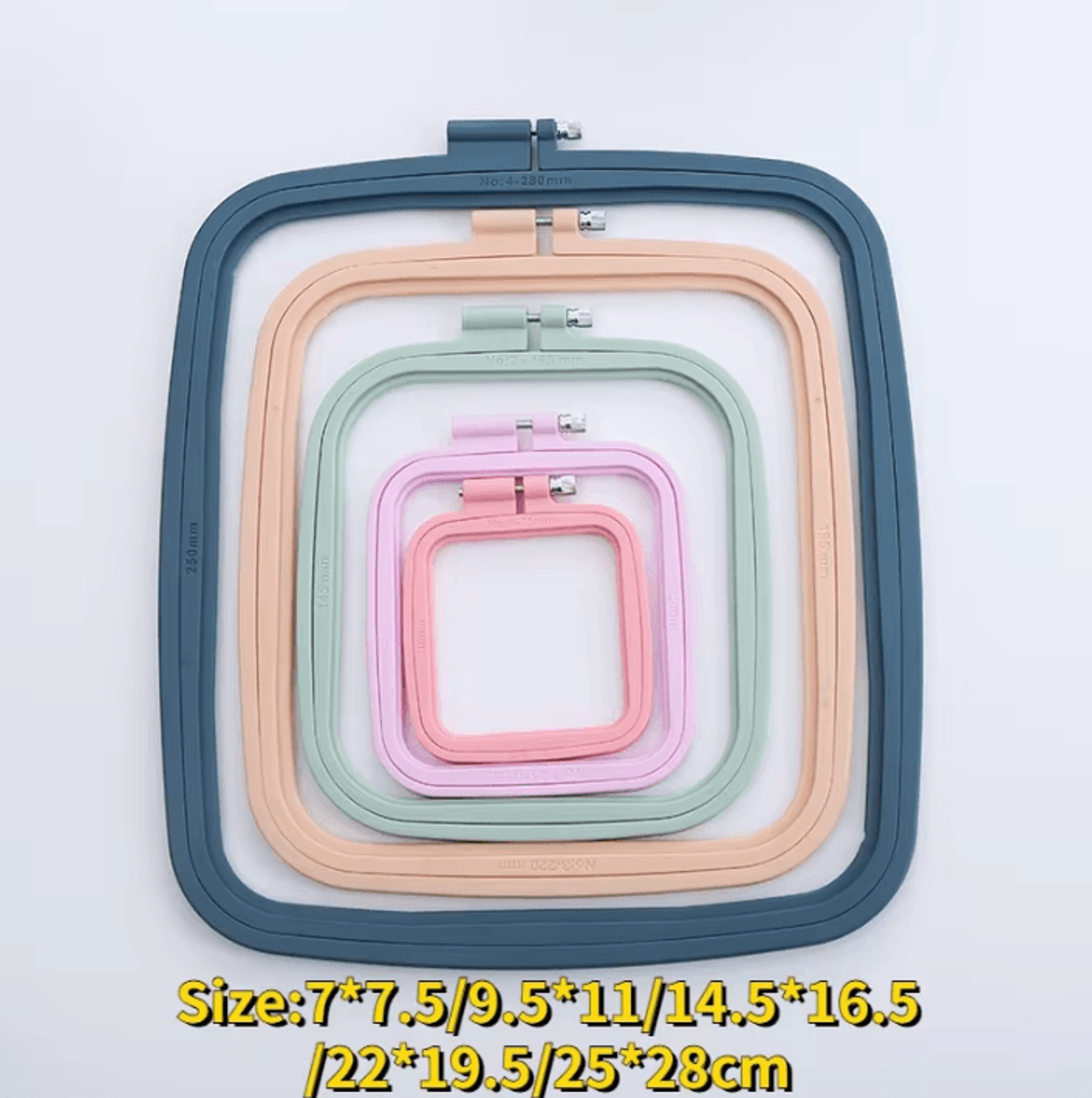 5Piece Adjustable Square Embroidery Hoop Set For Cross Stitch  Needlework 6
