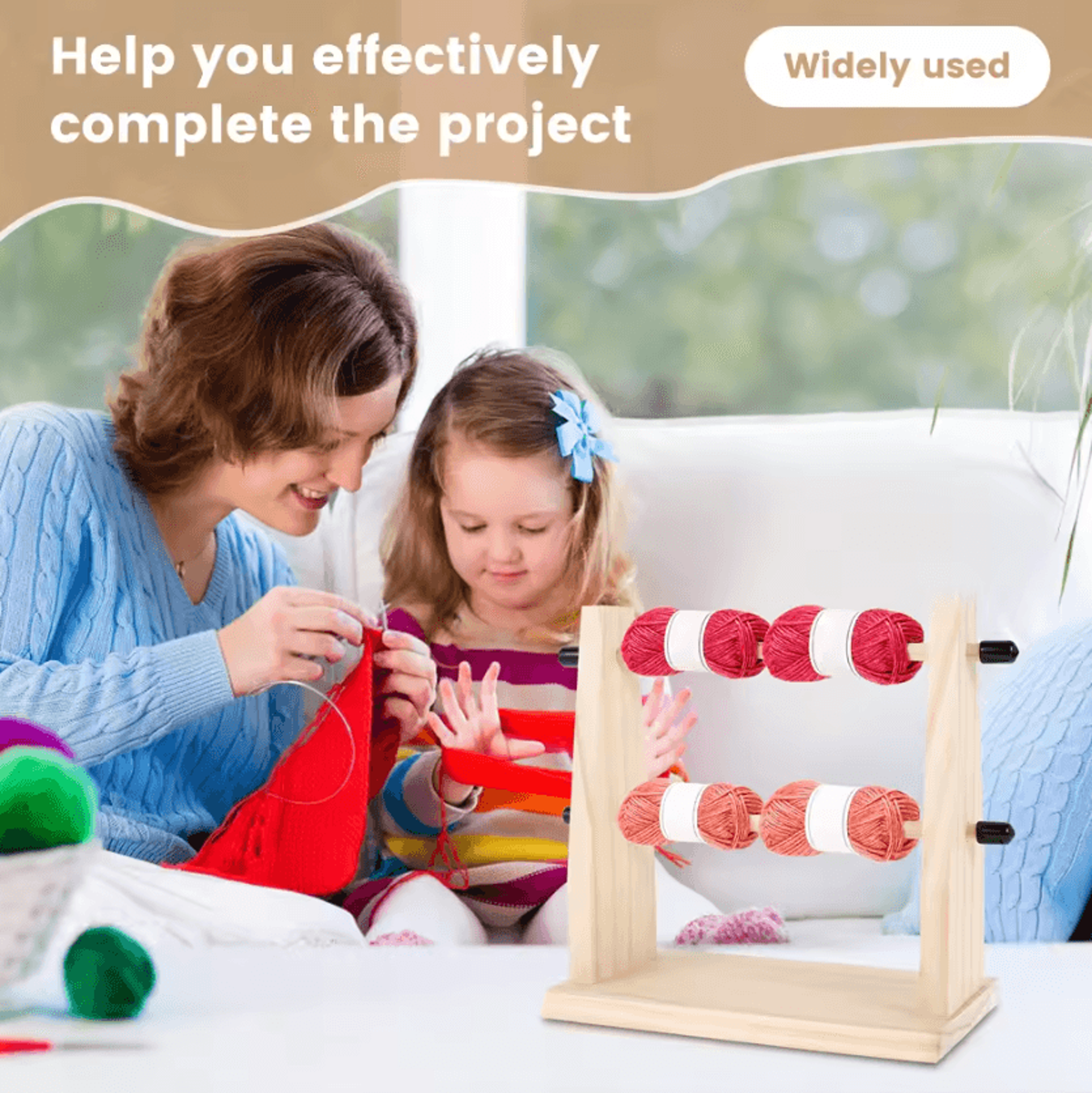 Double Wooden Yarn Ball Holder For Knitting  Crochet 3
