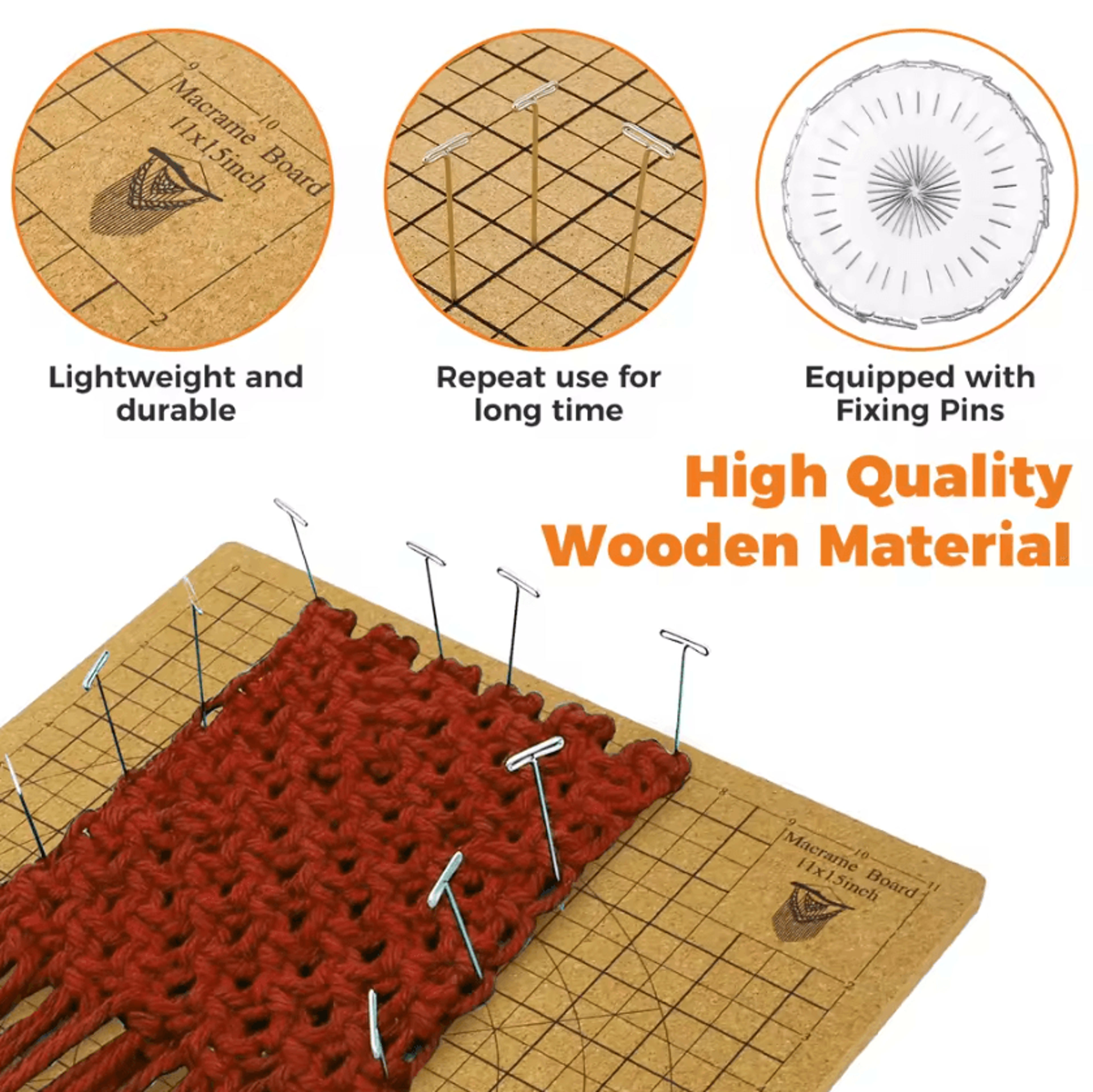 DoubleSided Macrame Board With Grids  30 TPins 1