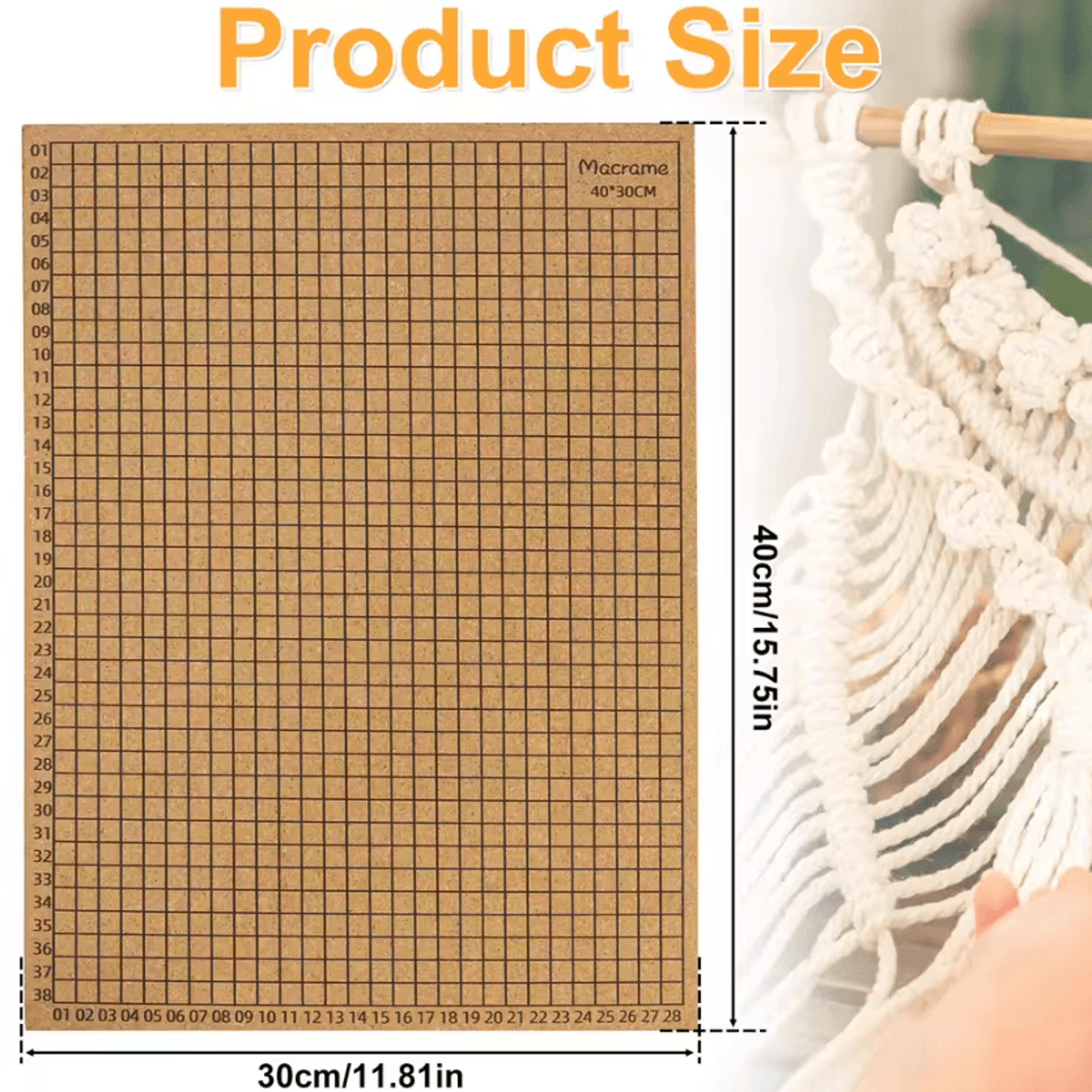 DoubleSided Macrame Board With Grids  30 TPins 5