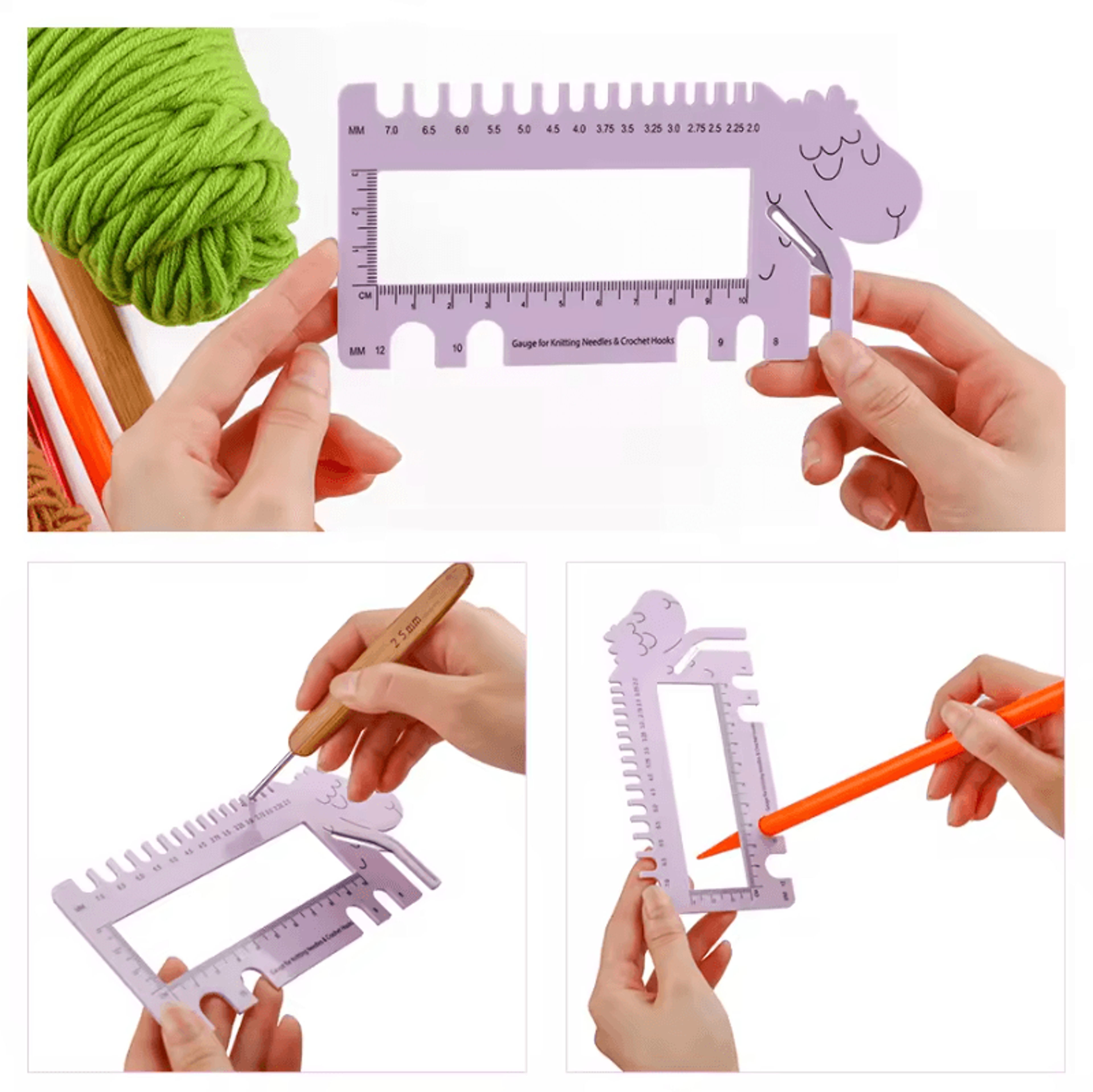 Portable Knitting Needle Gauge Ruler For Crochet  Knitting 4