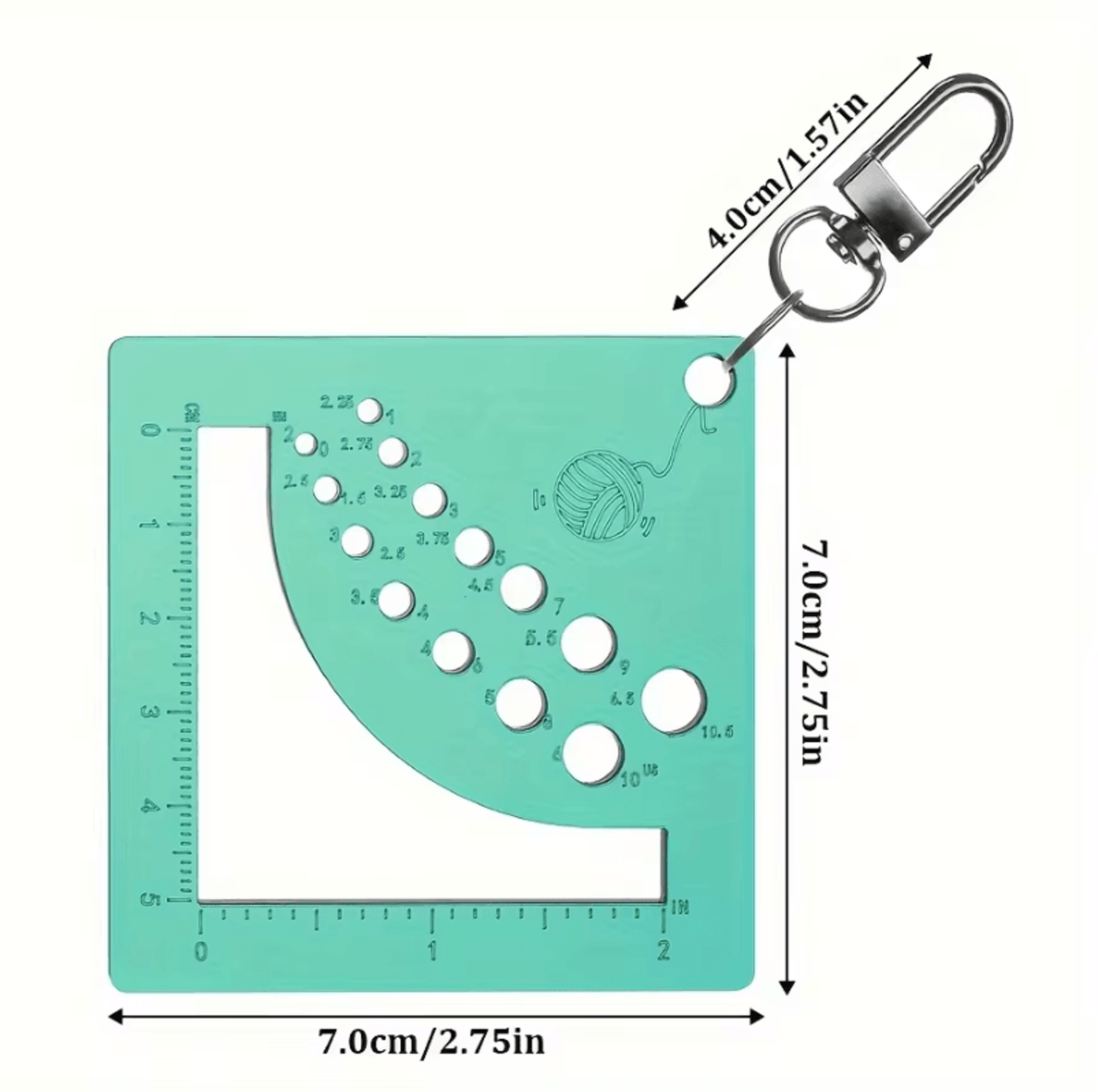 Portable Knitting Needle Gauge Ruler For Crochet  Knitting 12