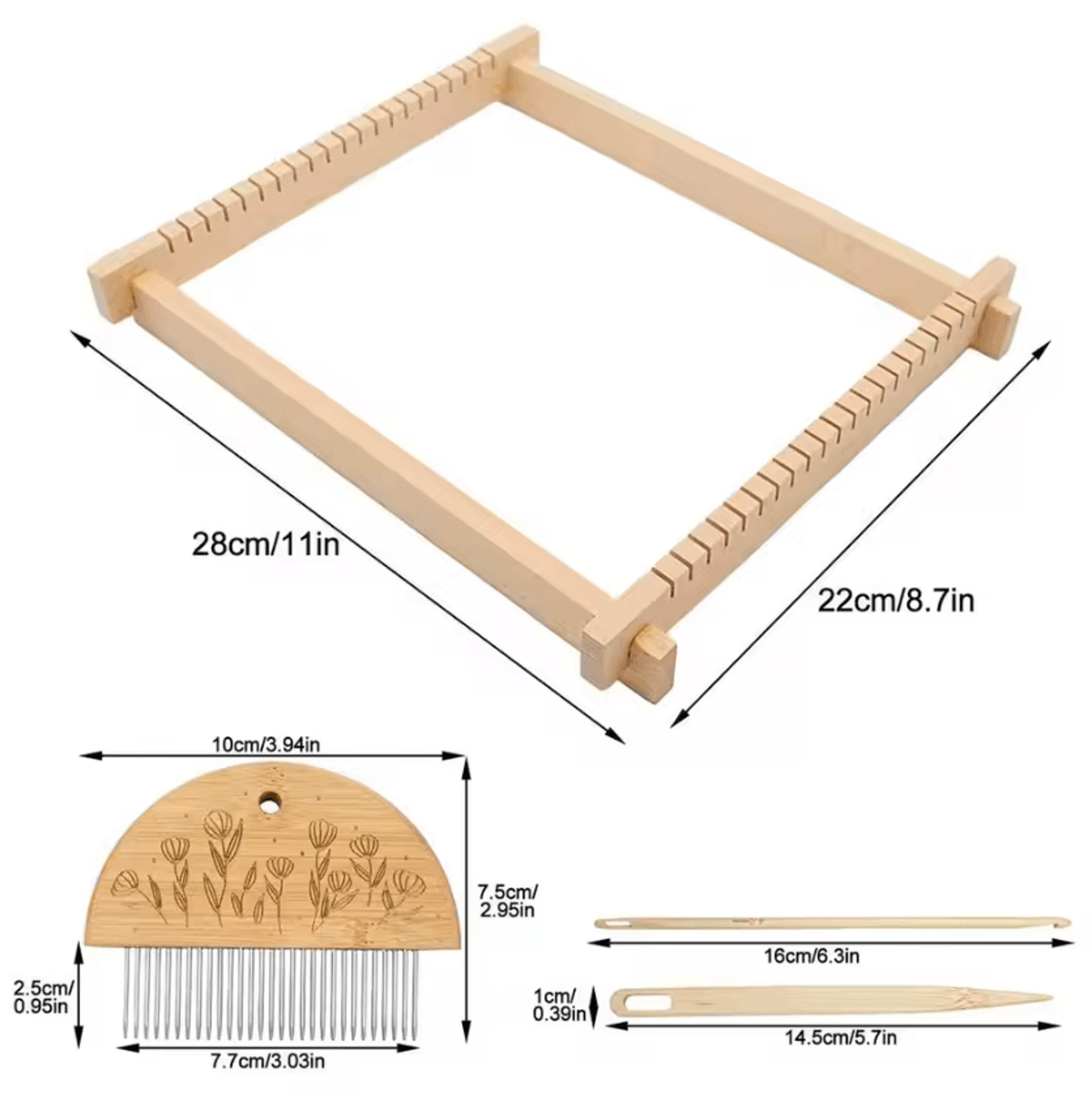 Wooden Tapestry Weaving Loom Kit With Weaving Comb 6