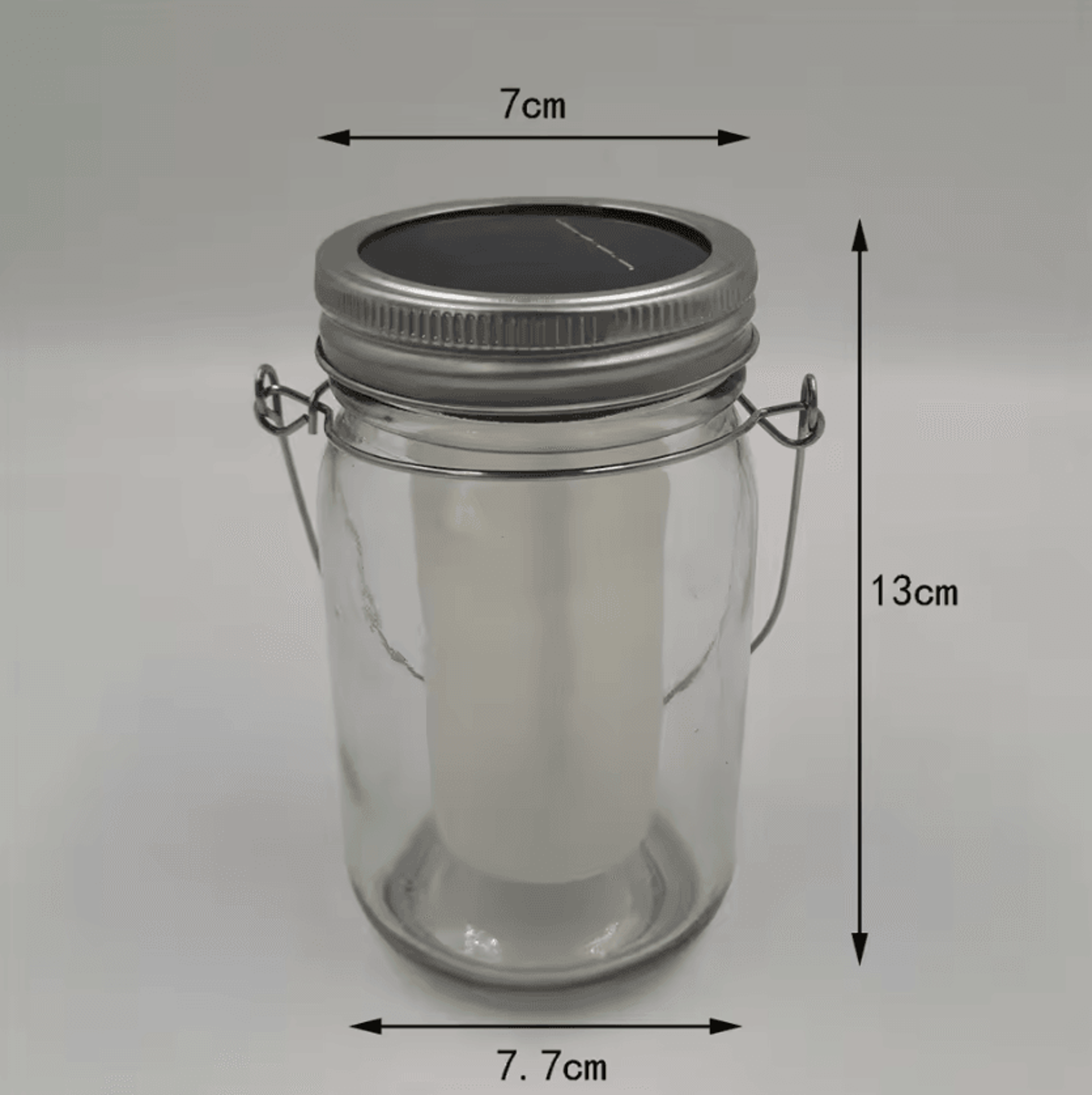 Solar Mason Jar Flickering Flame LED Lantern For Garden Decor 5