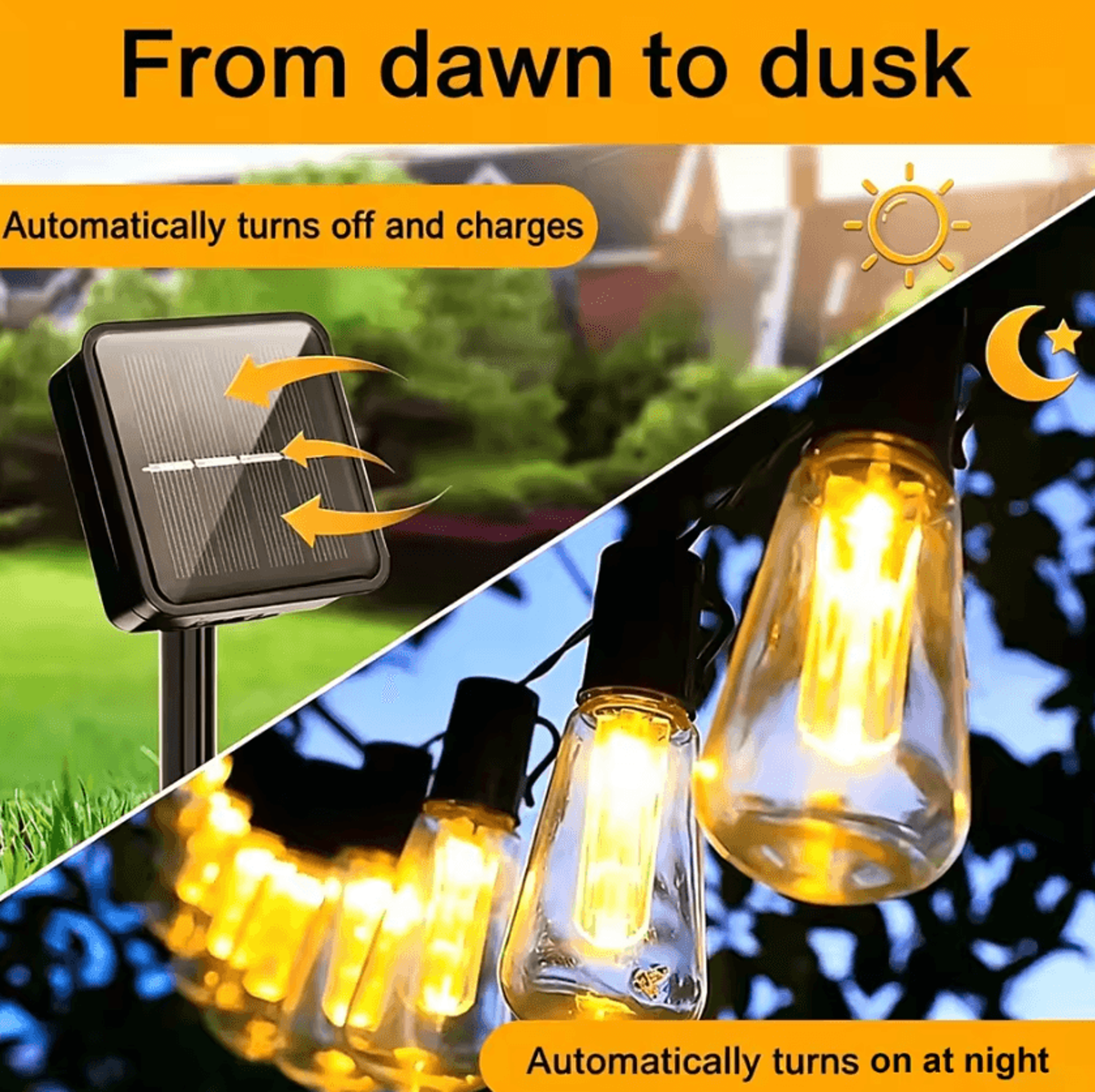 30Bulb Solar Edison String Lights For Patio And Garden 2