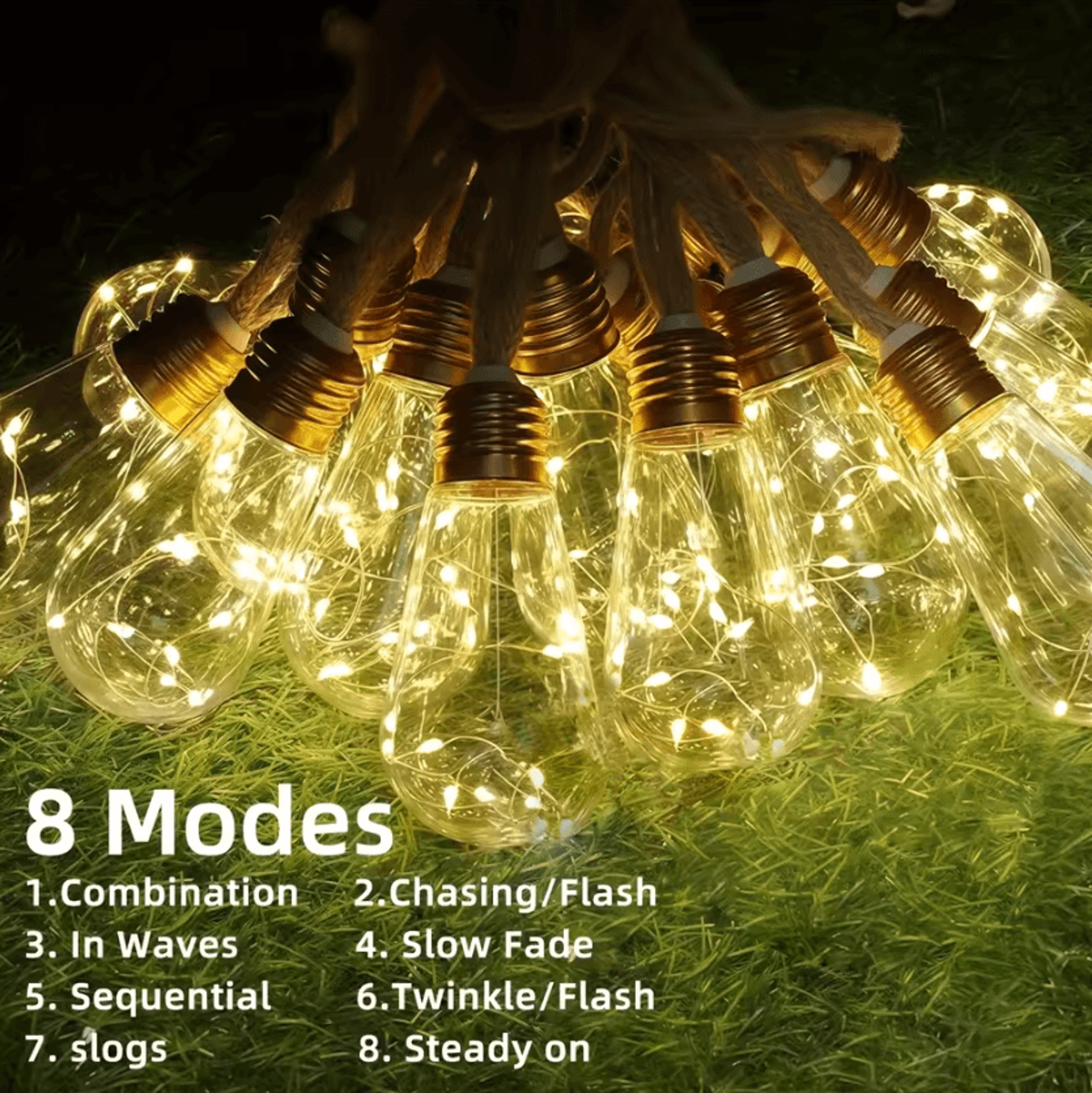Solar Outdoor String Lights With 8 Lighting Modes 2
