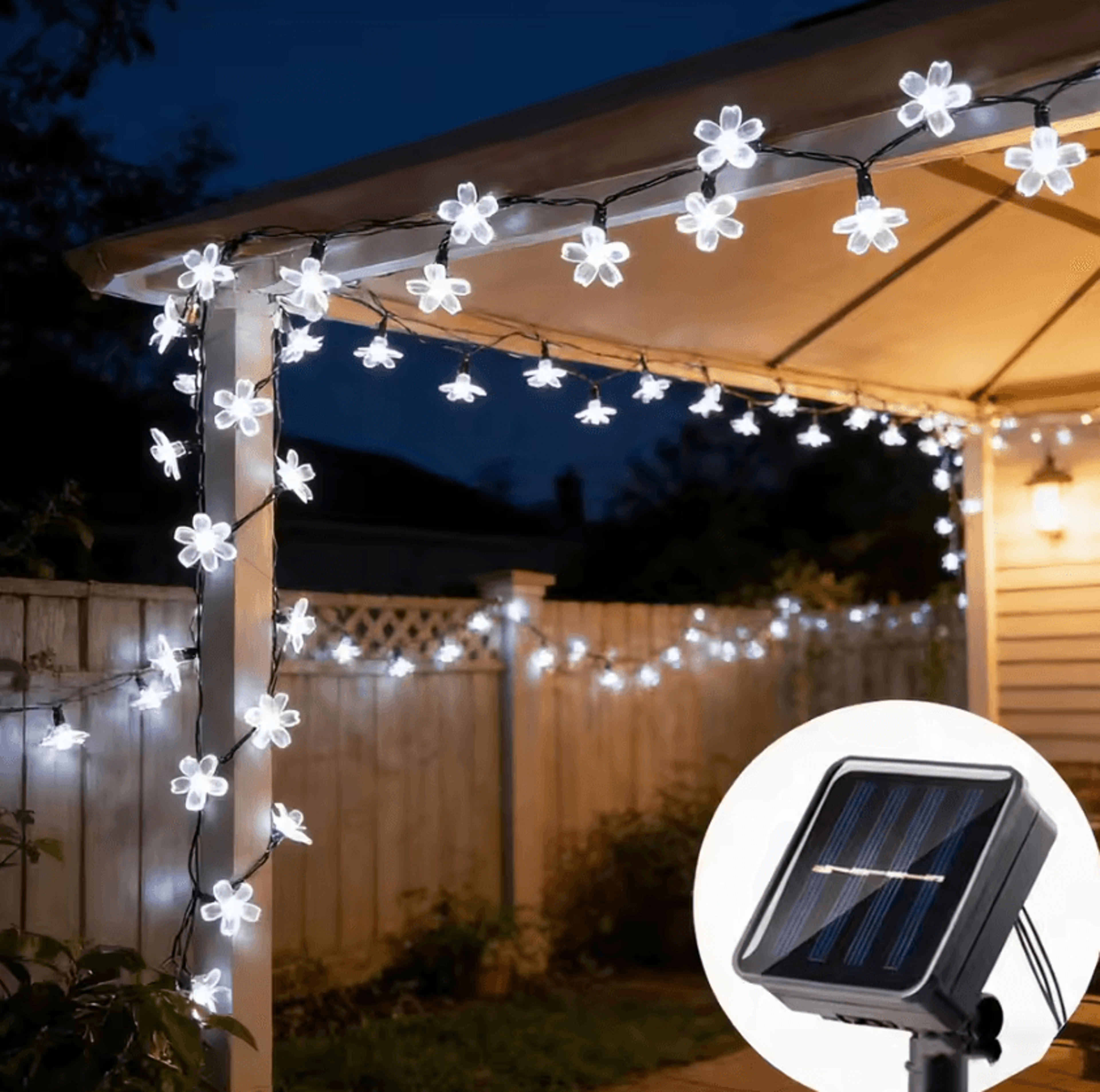 Solar Cherry Blossom String Lights Outdoor Garden Decor 1