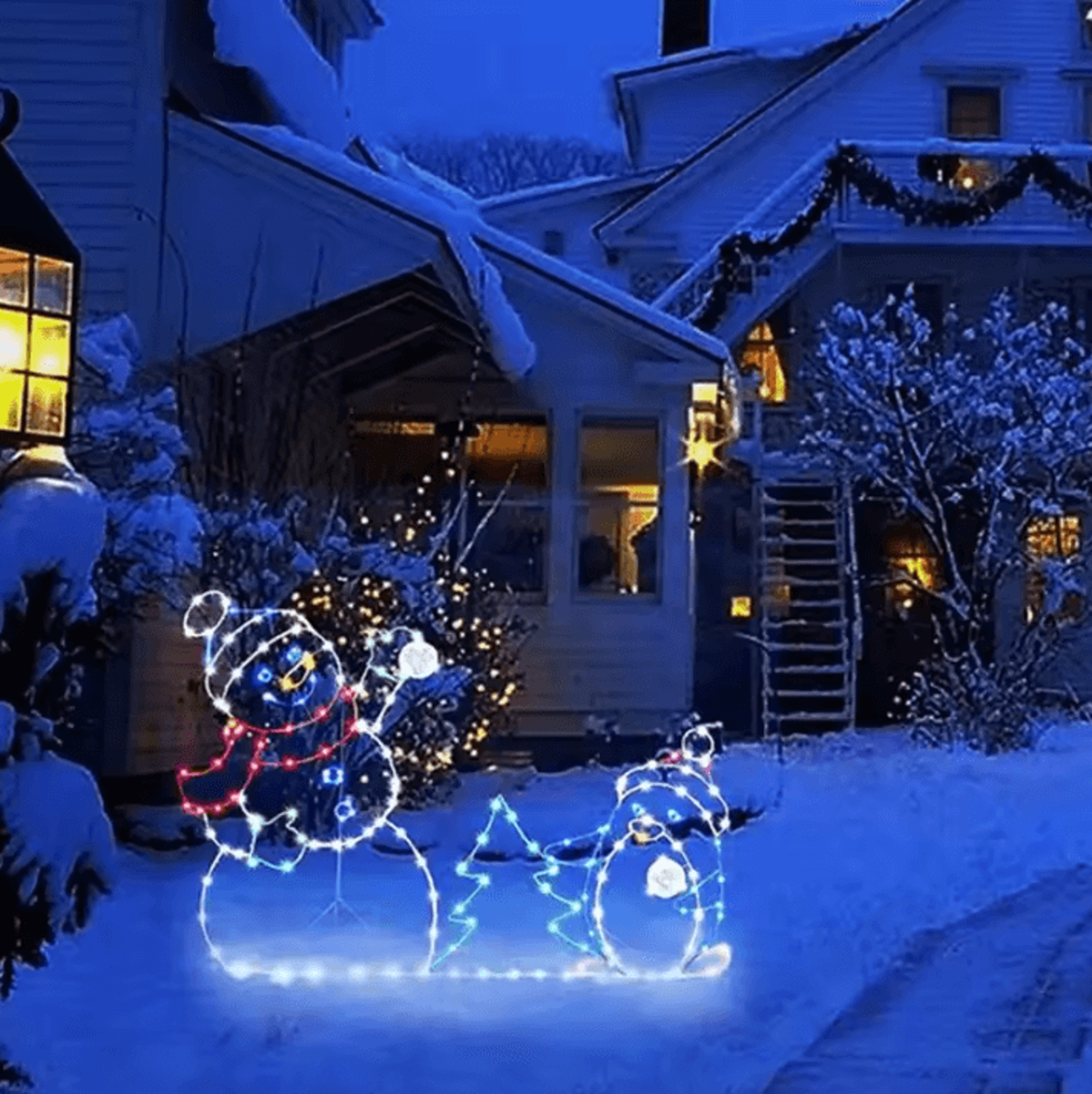 Glowing Christmas Snowman Figurine Holiday Window Decor 0