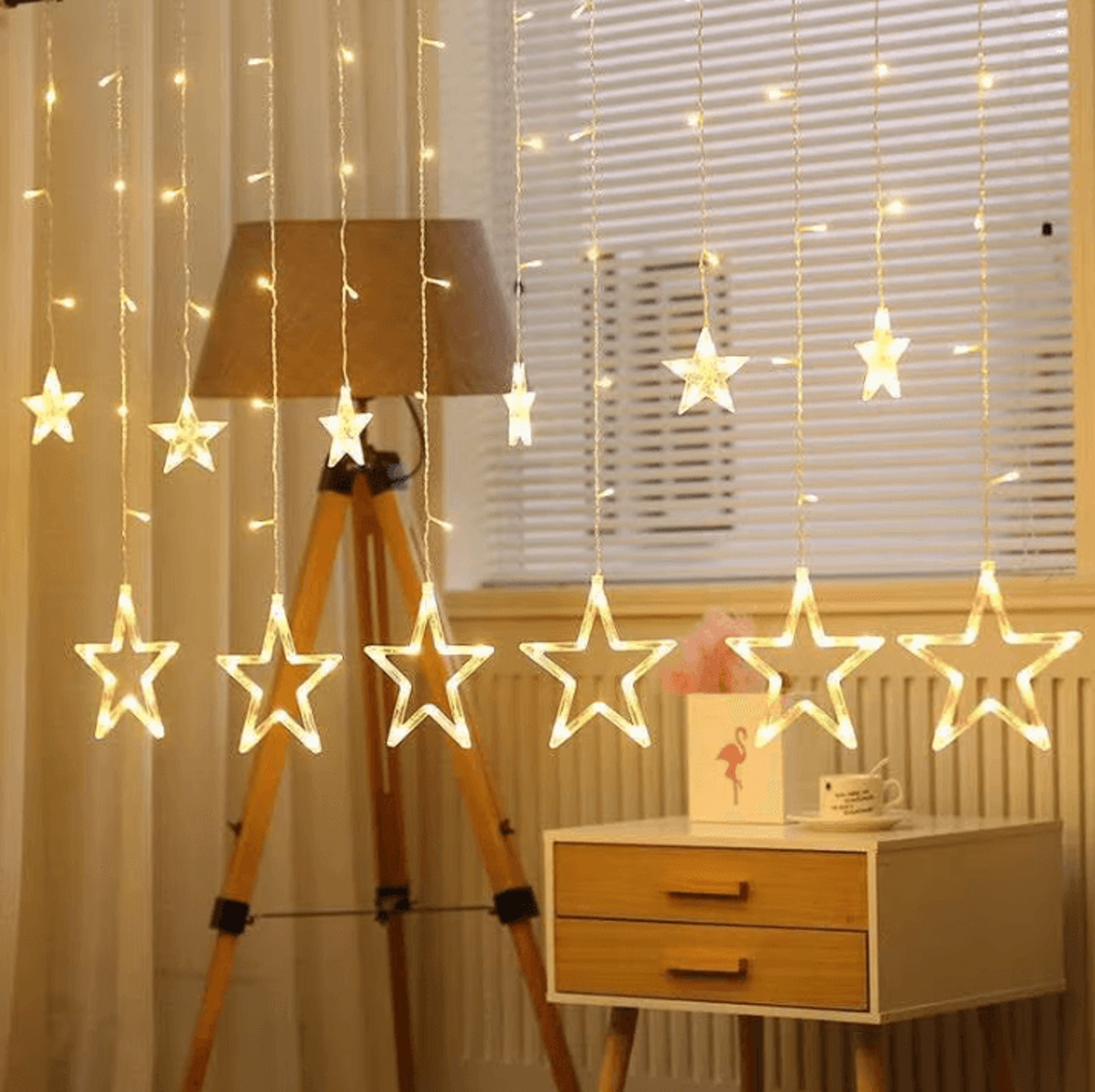 35M Battery Operated Star Curtain Lights With 8 Modes 2