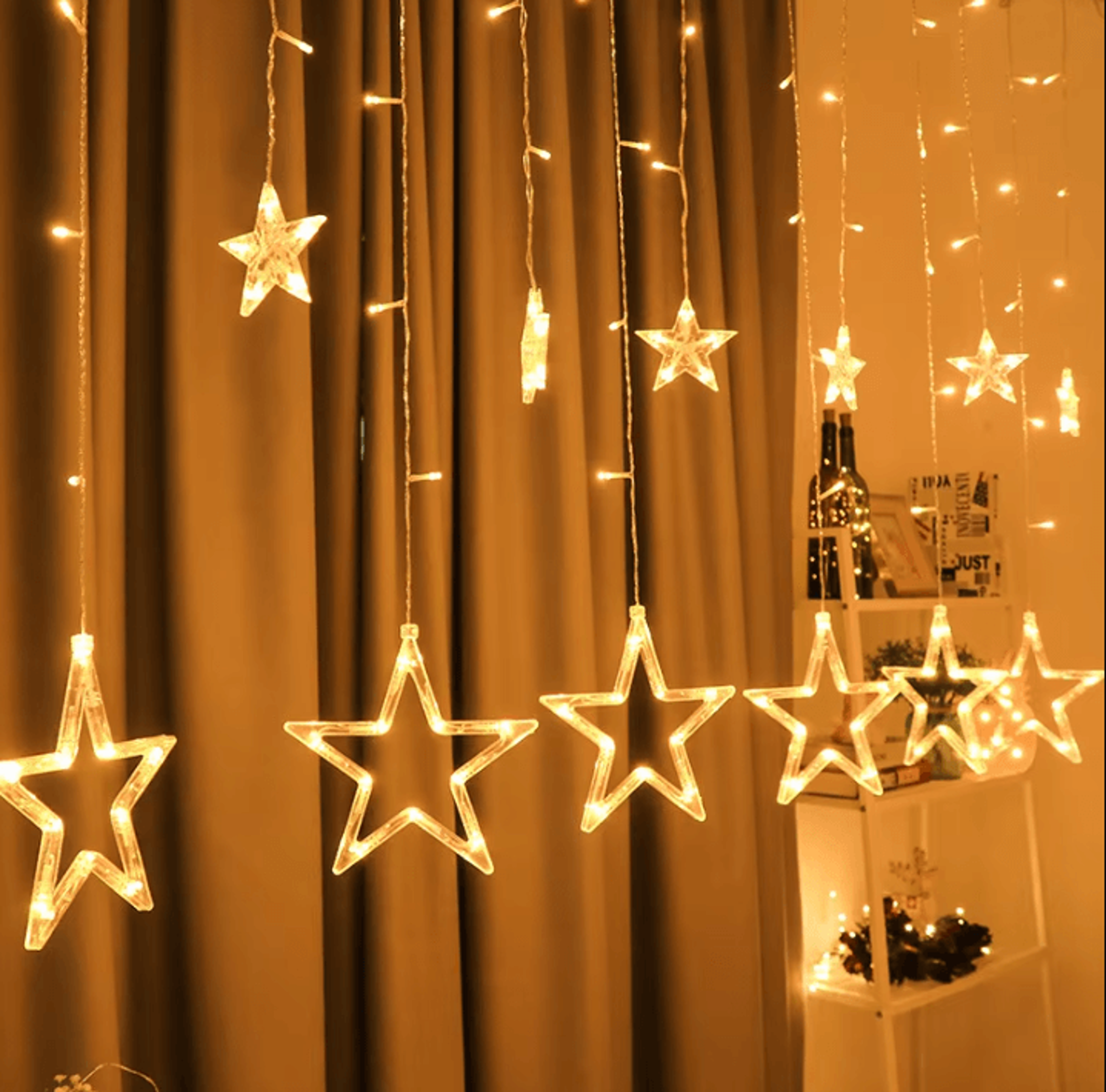 35M Battery Operated Star Curtain Lights With 8 Modes 3