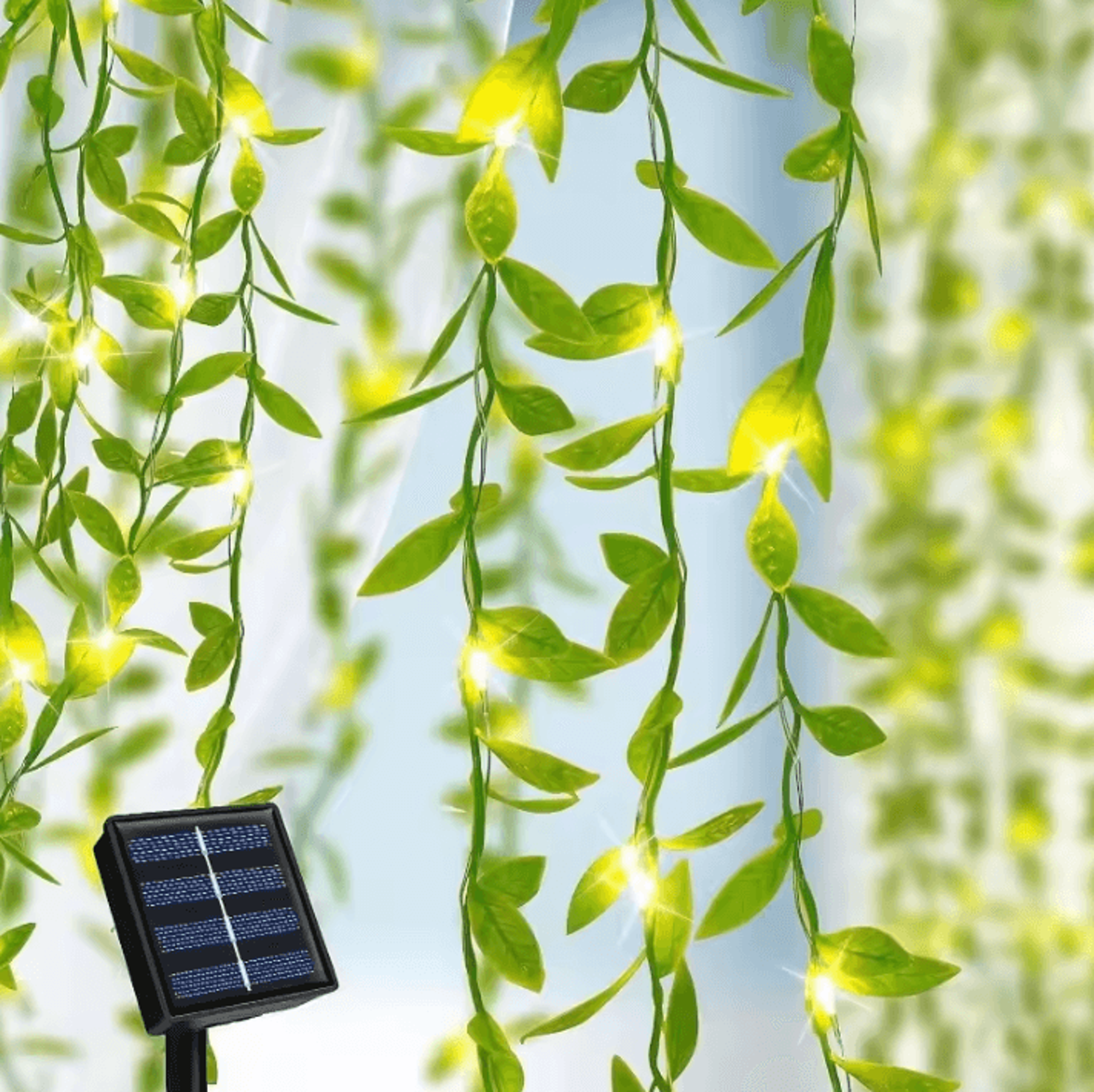 Solar Artificial Leaf Flower String Lights Outdoor Garden Decor 5