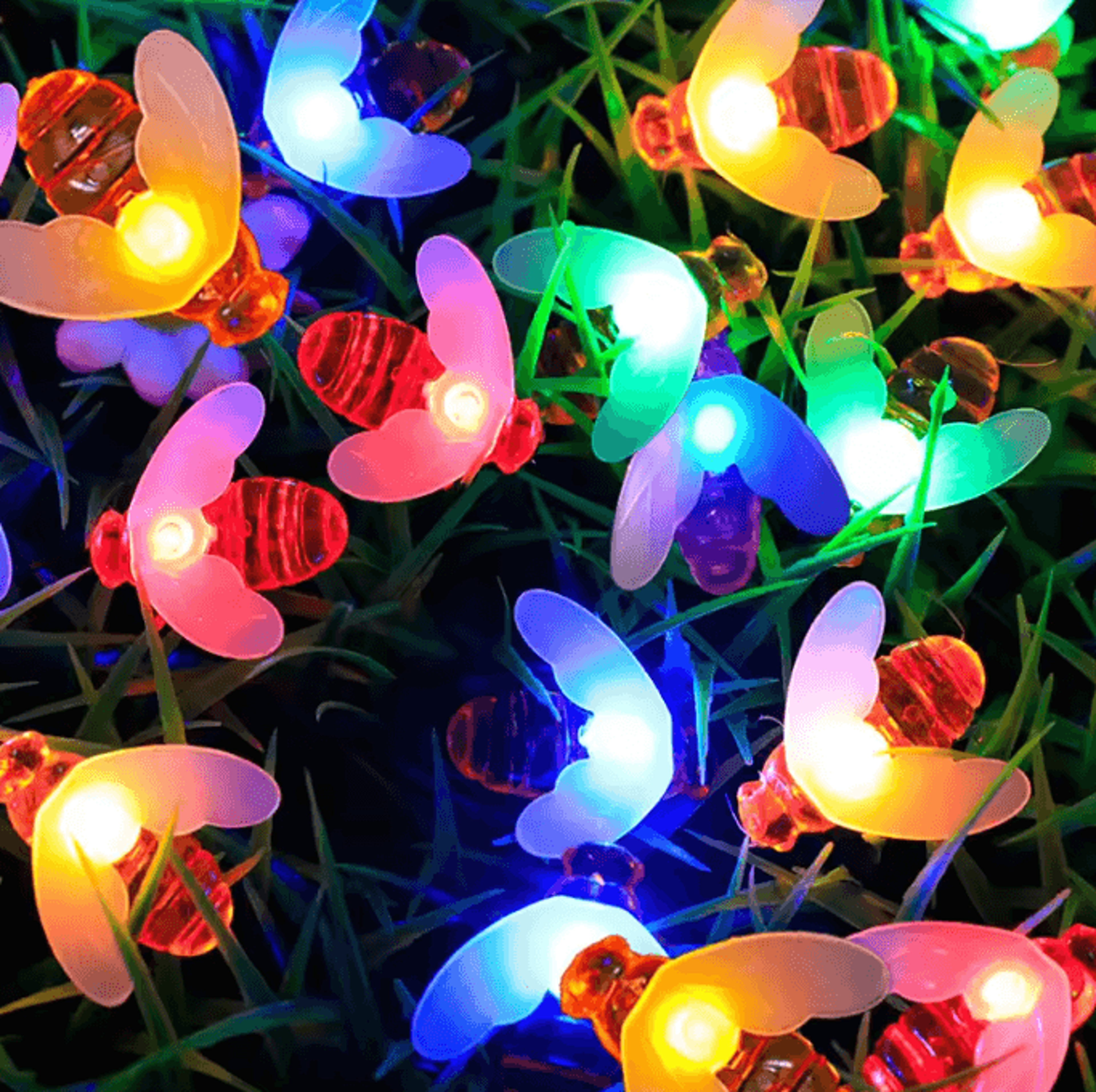 Solar Bee String Lights 20 50 100 LED Outdoor Garden Decor 5
