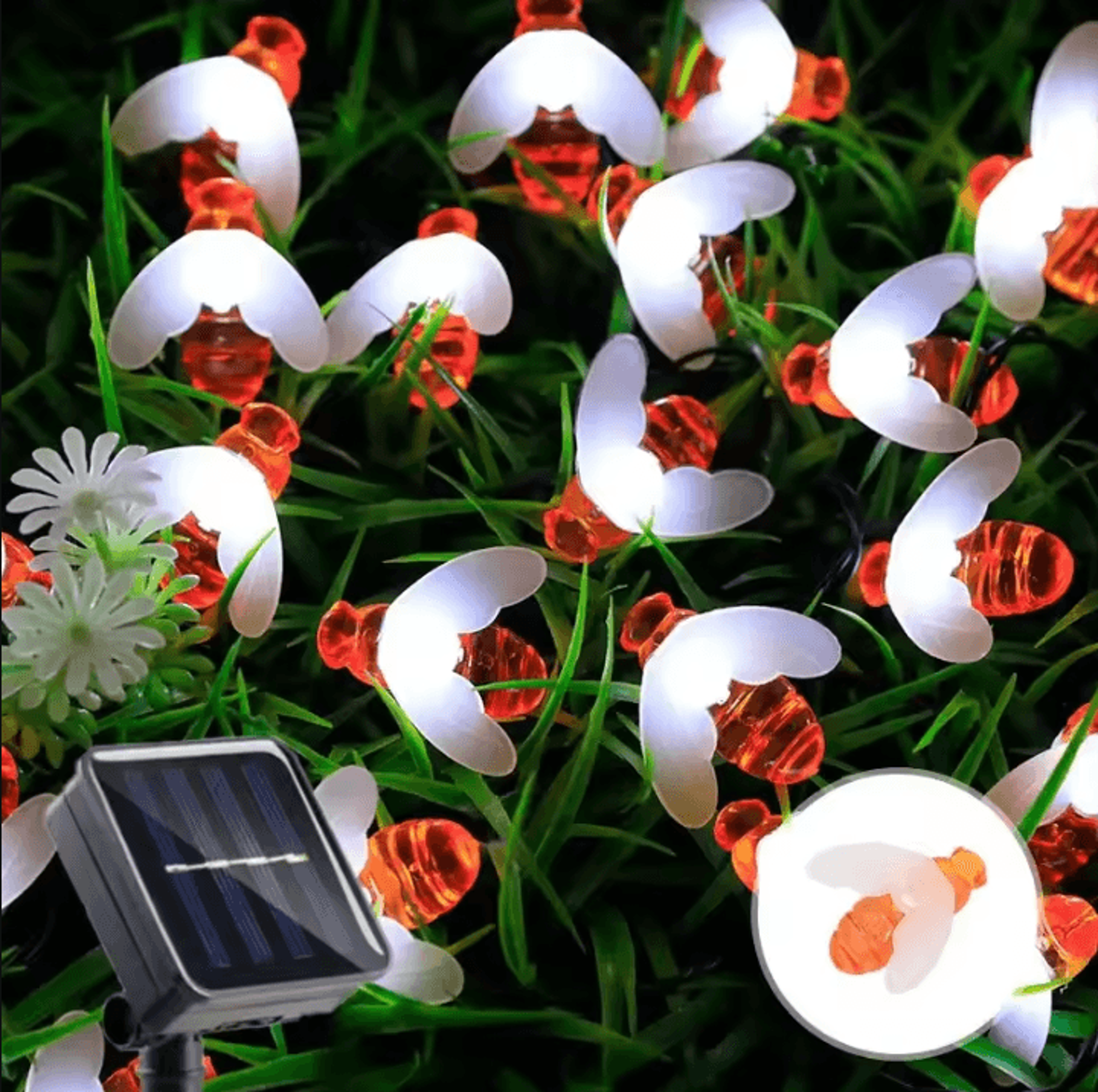 Solar Bee String Lights 20 50 100 LED Outdoor Garden Decor 7