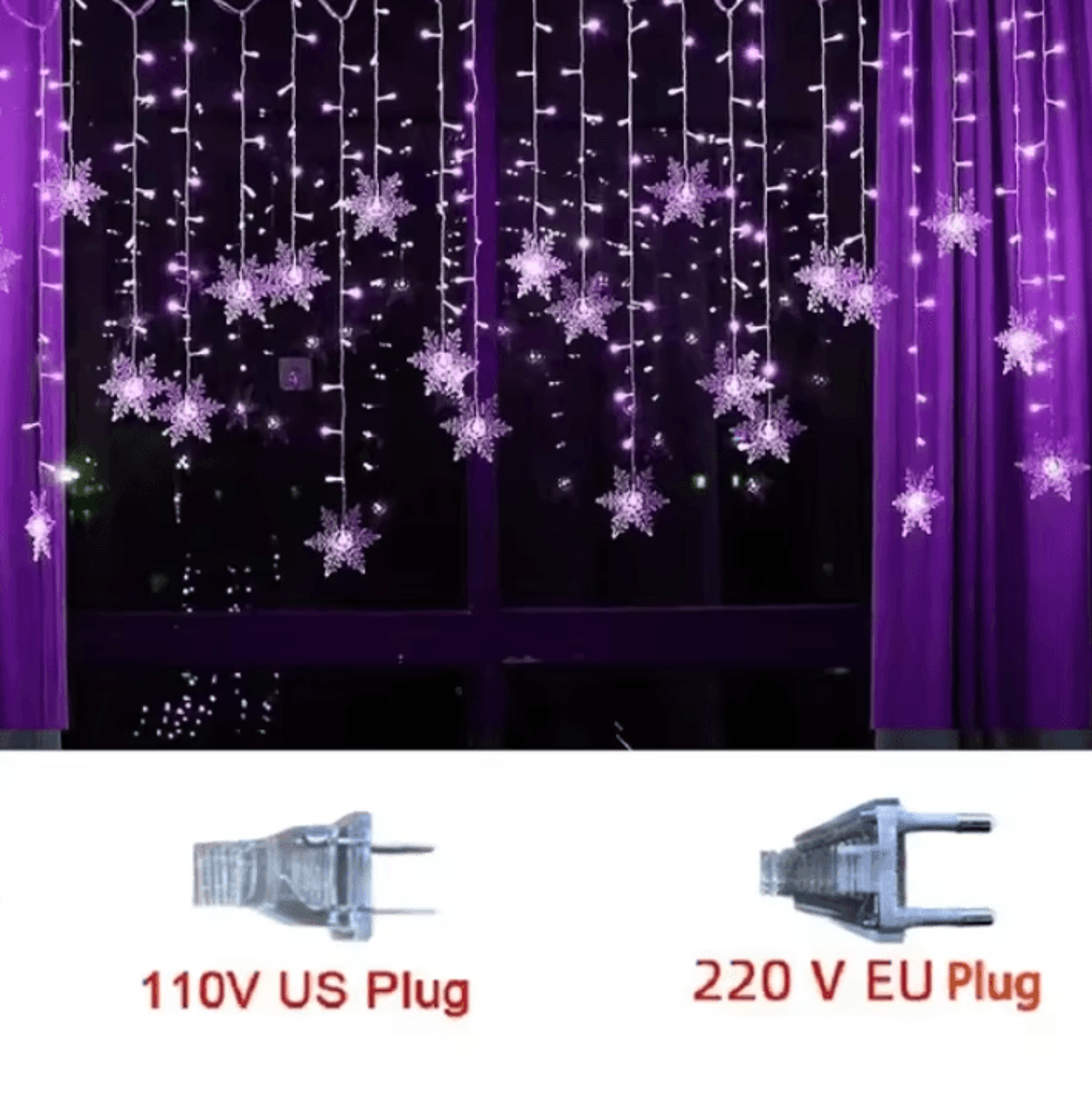 Christmas Snowflake LED Curtain Lights For Holiday Decor 6