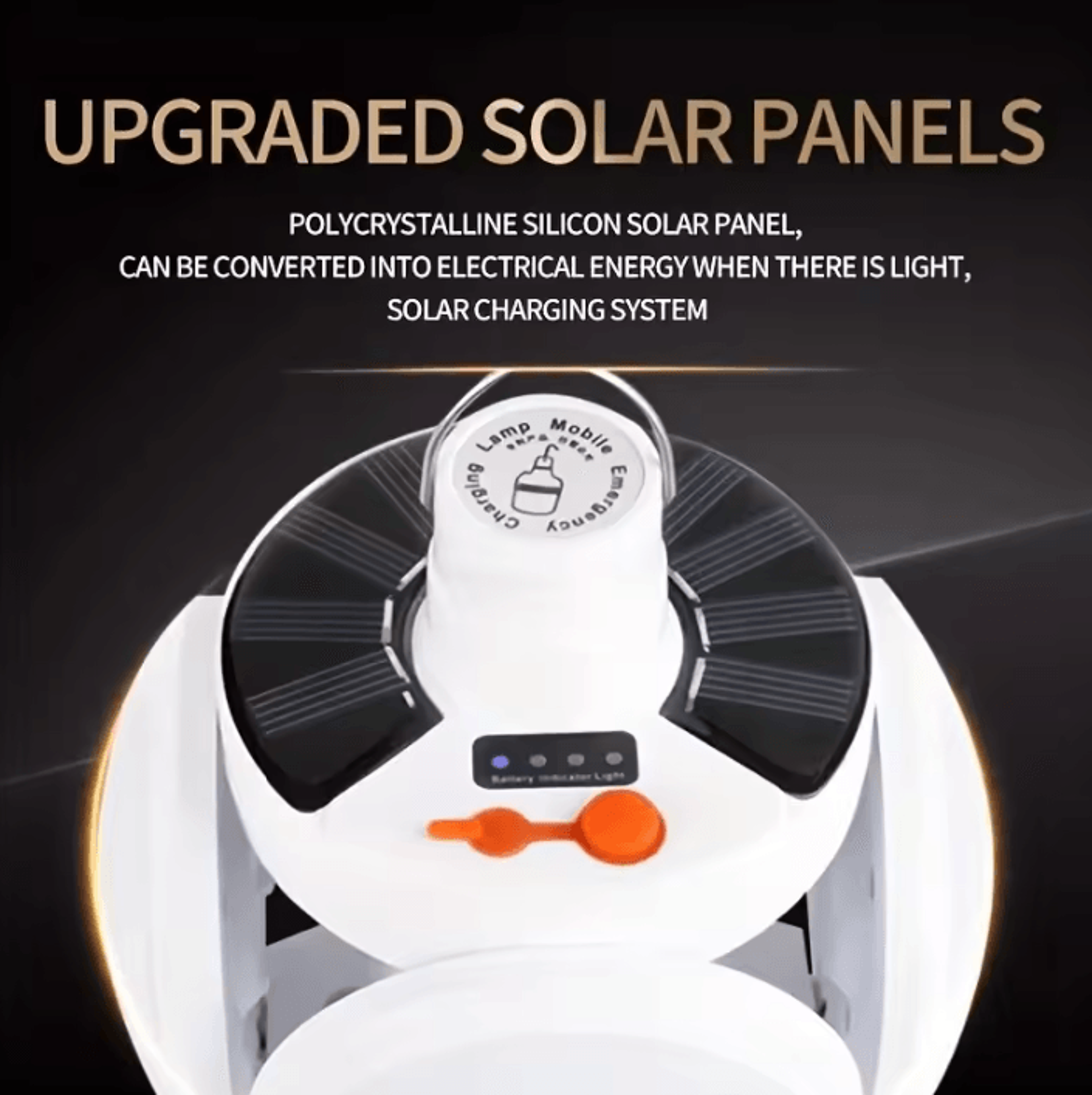 Foldable Solar USB Rechargeable LED Camping Light With Power Display 1