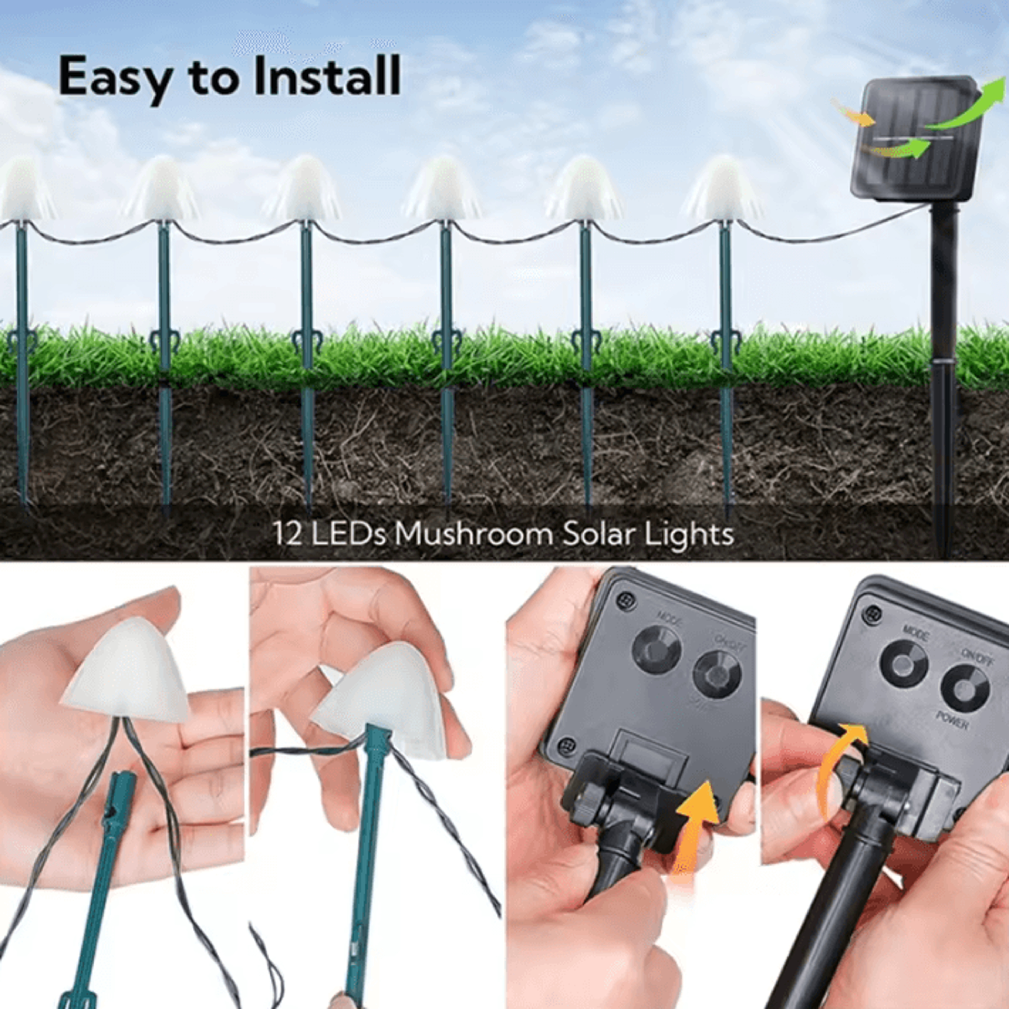 Solar Mushroom Pathway Lights 10 20pcs With 8 Lighting Modes 3