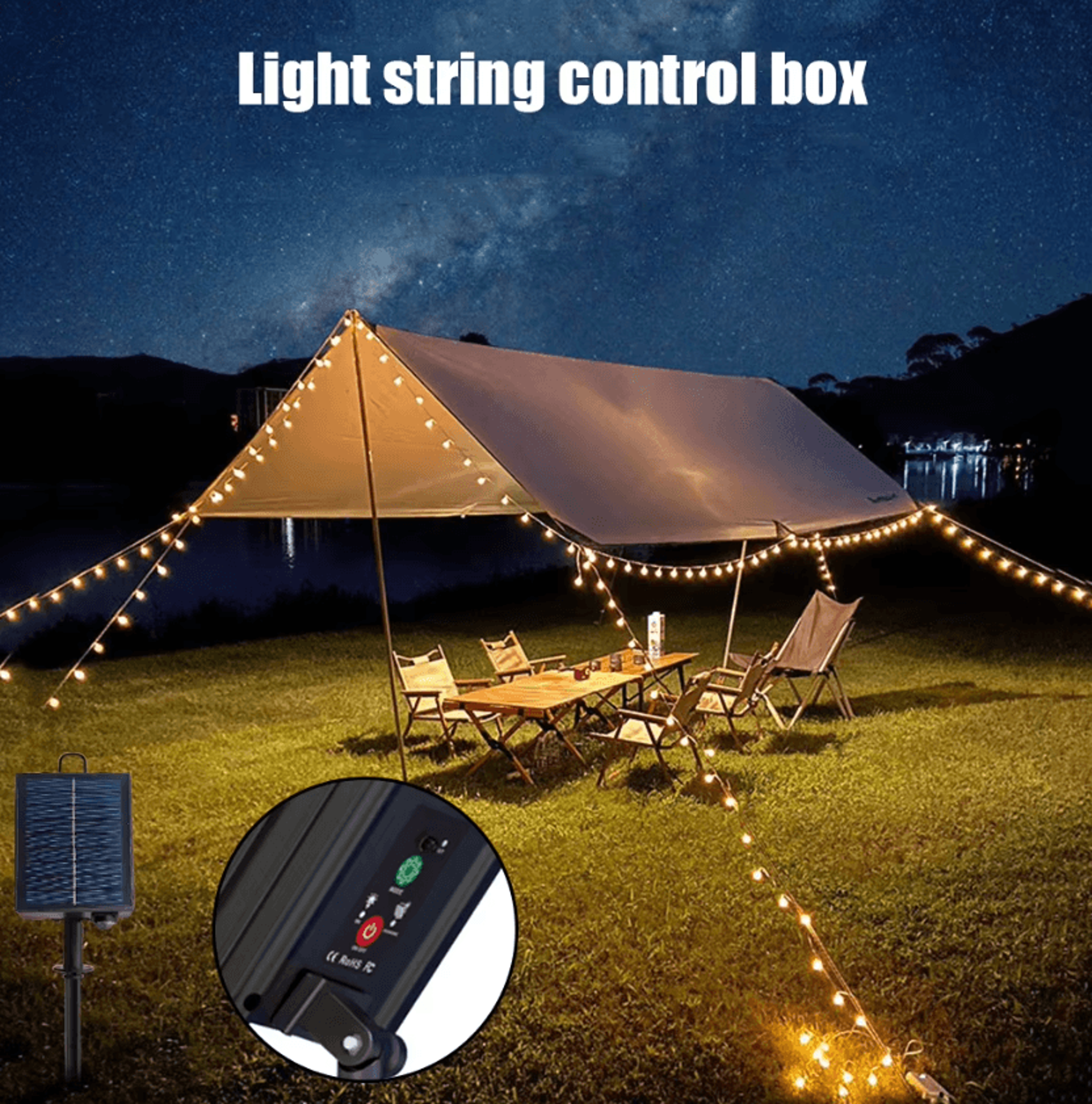 Solar Panel Controller With Remote For LED String Lights 3