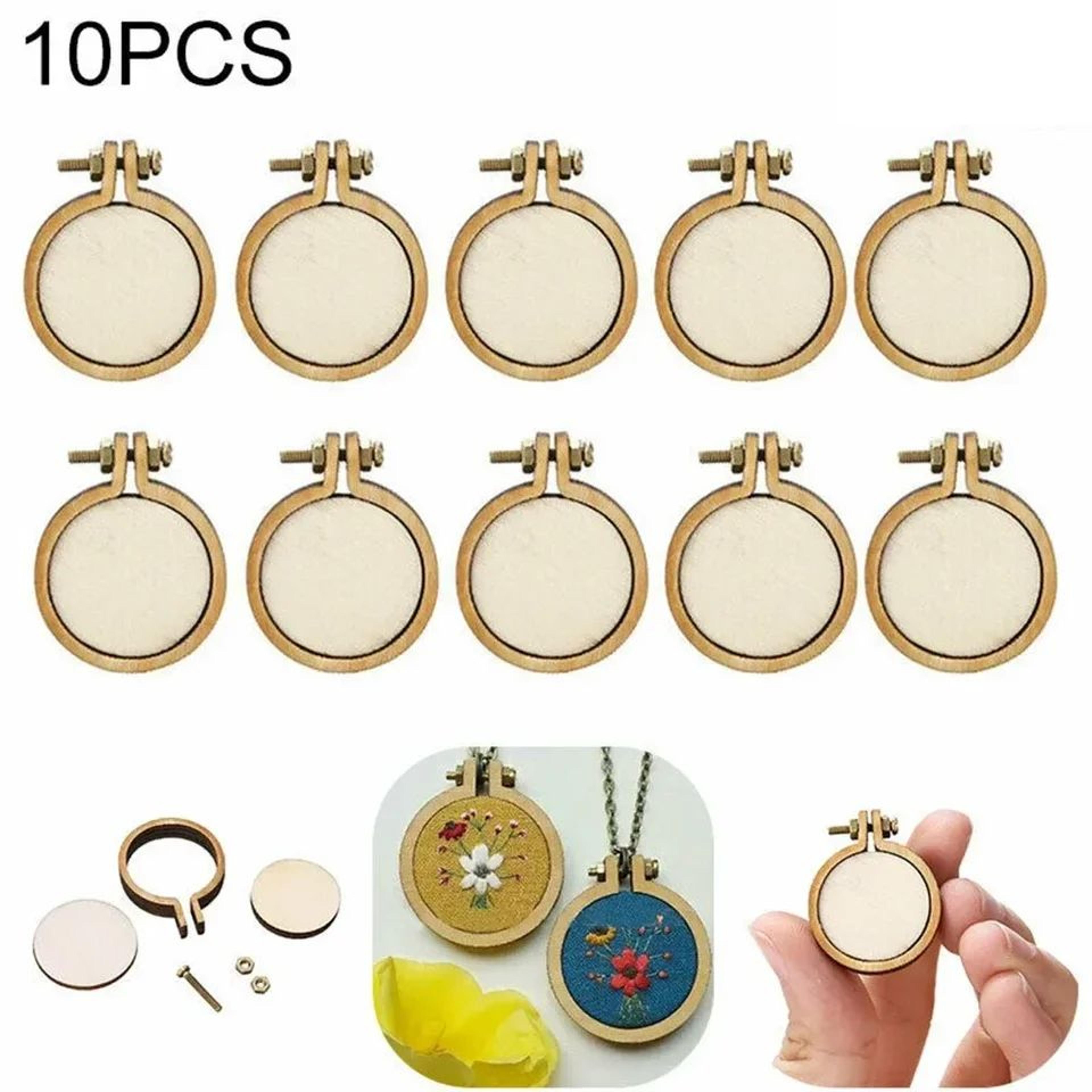 10Piece Mini Wooden Embroidery Hoop Set For Cross Stitch  DIY Crafts 1