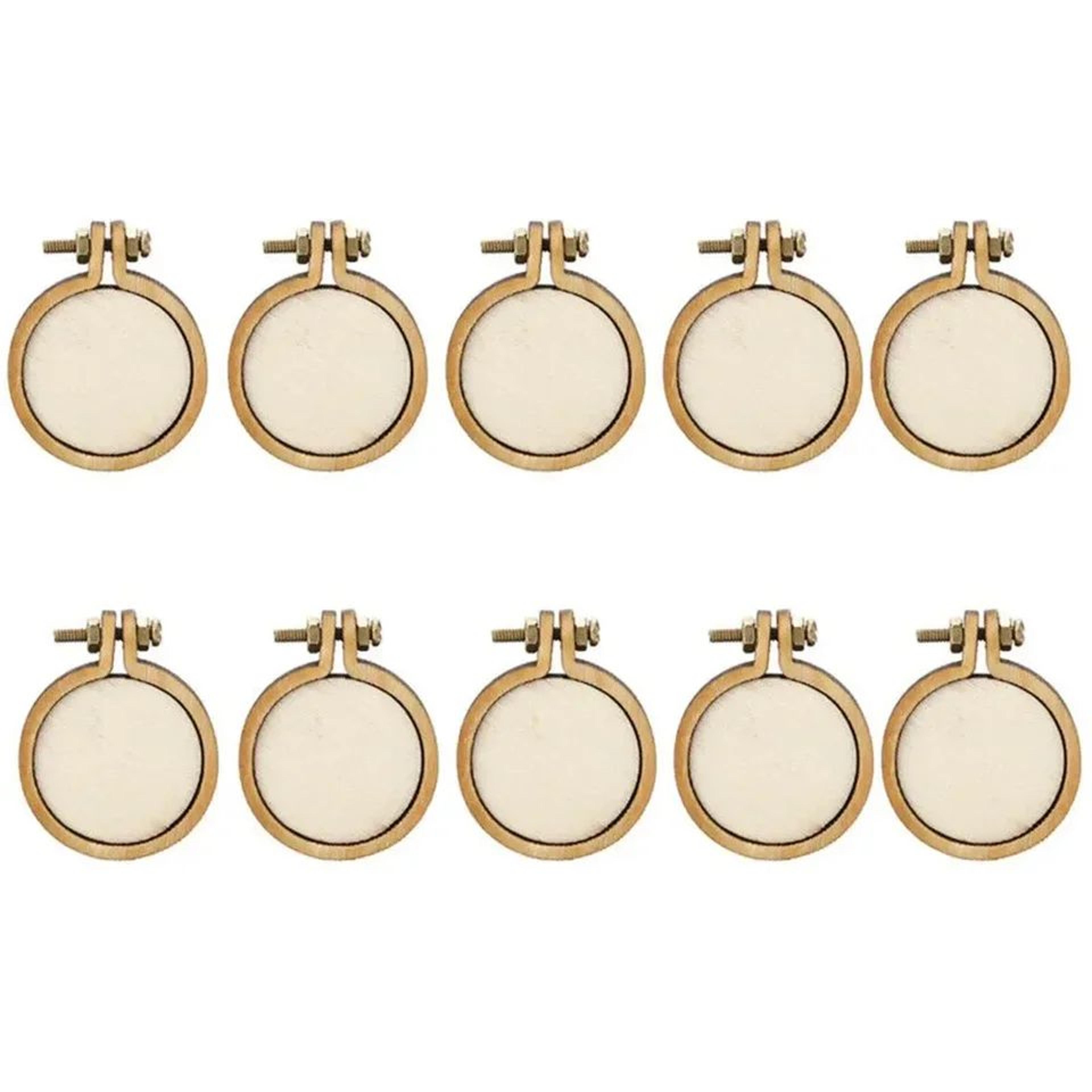 10-piece mini wooden embroidery hoop set for cross stitch & diy crafts