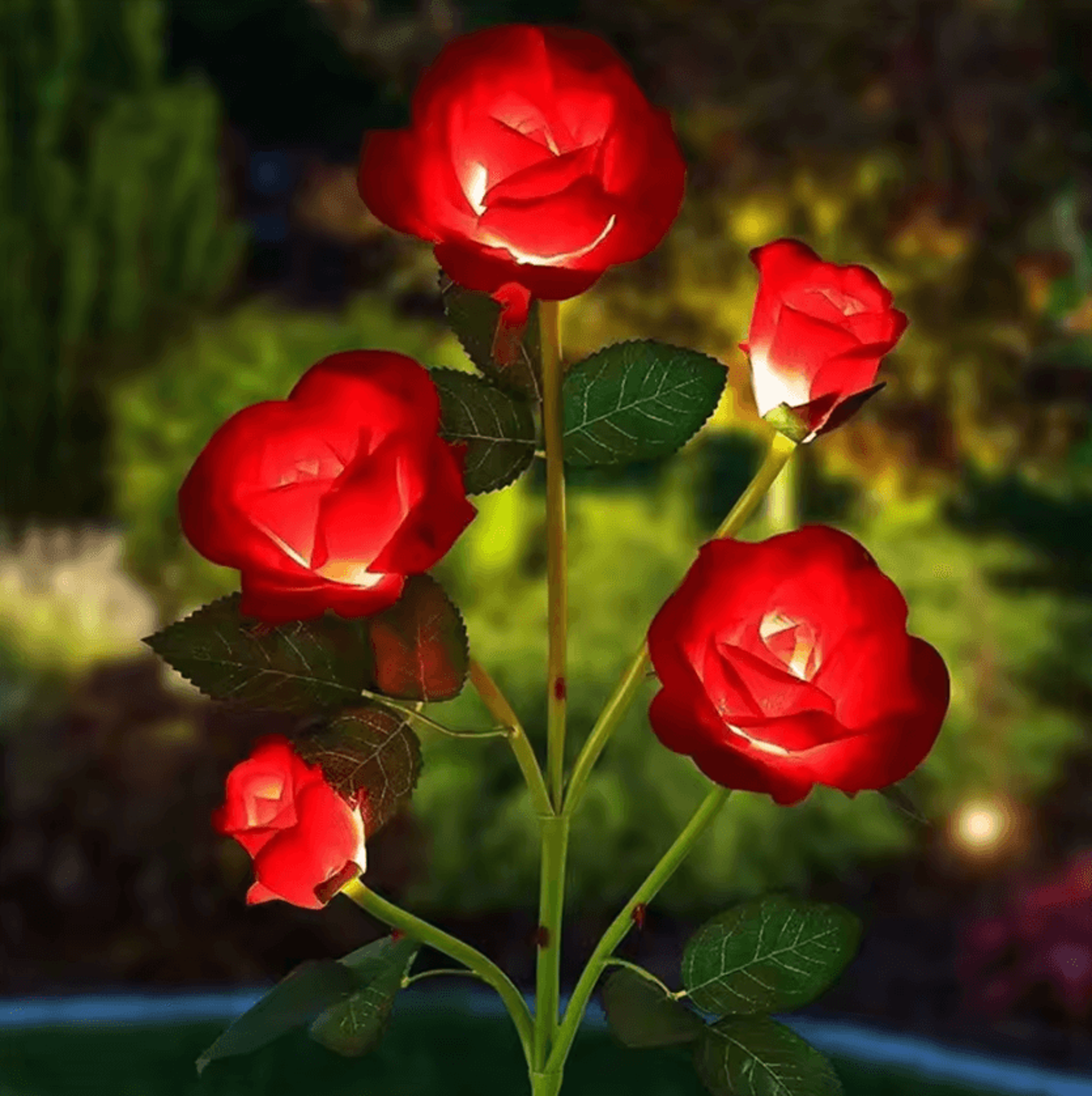 5 Head Solar Rose Flower Garden Lights 7