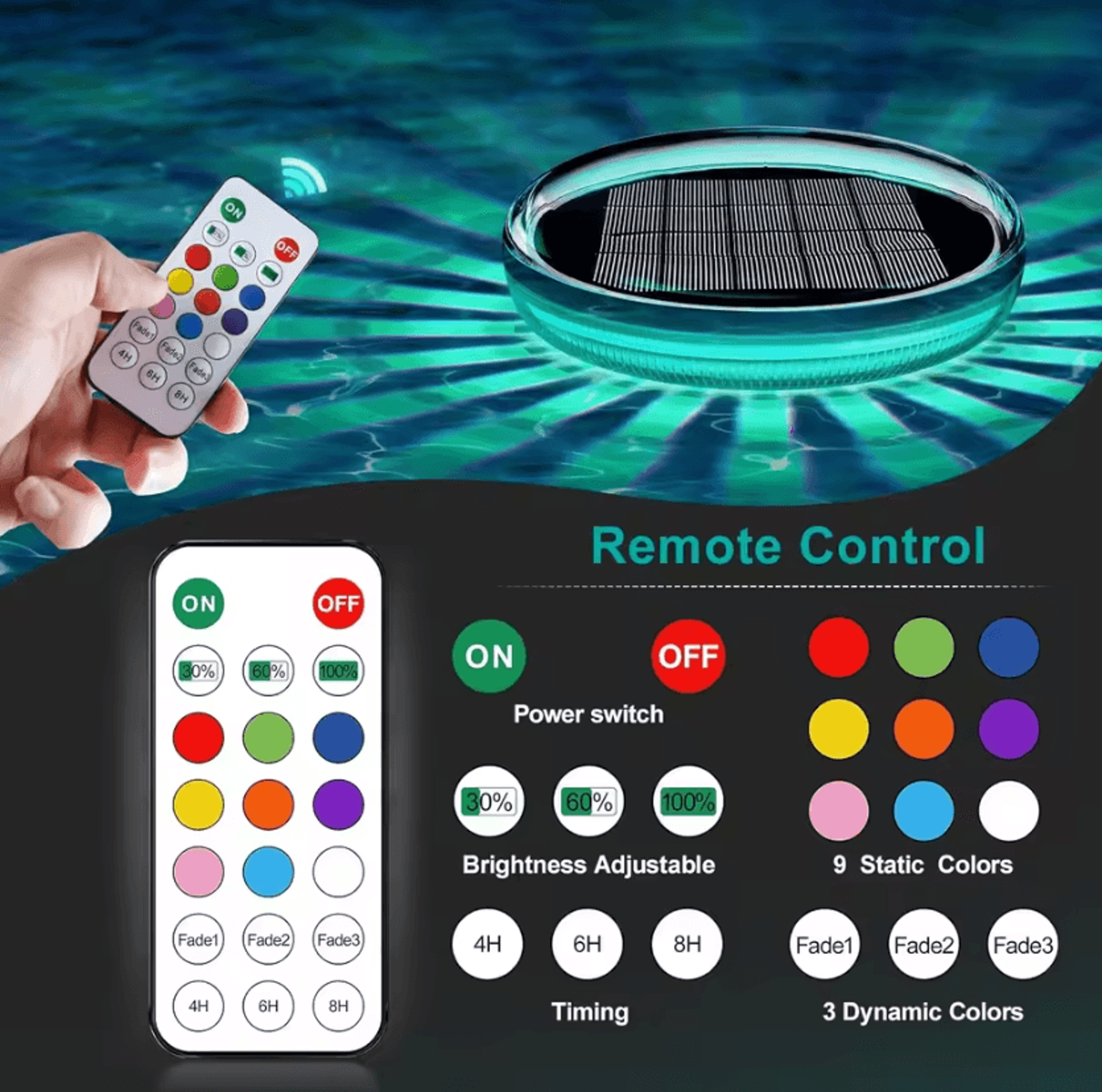 Solar Floating Pool Lights With Remote Control 2