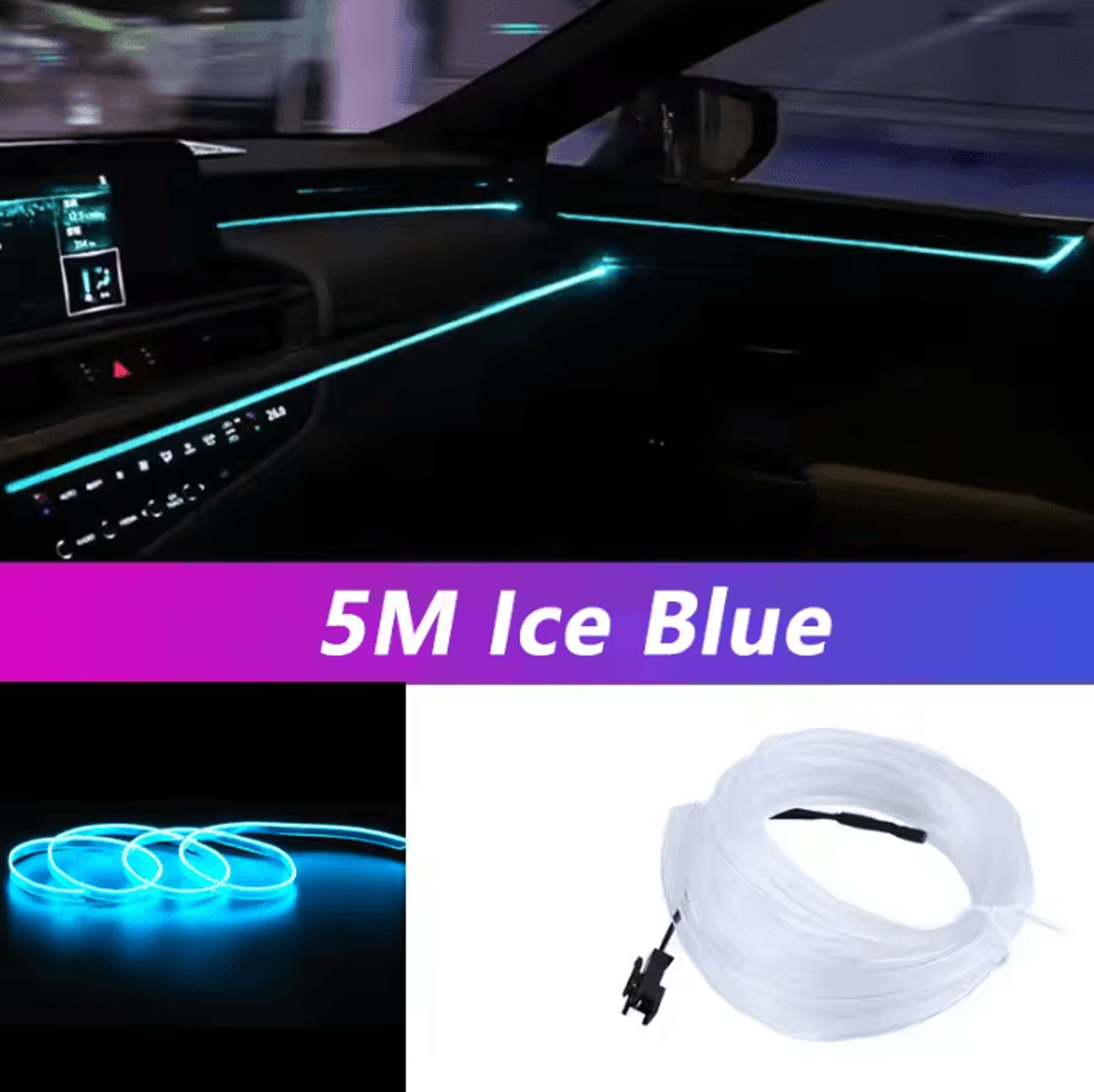 5M Flexible USB Car Interior Neon EL Wire 5