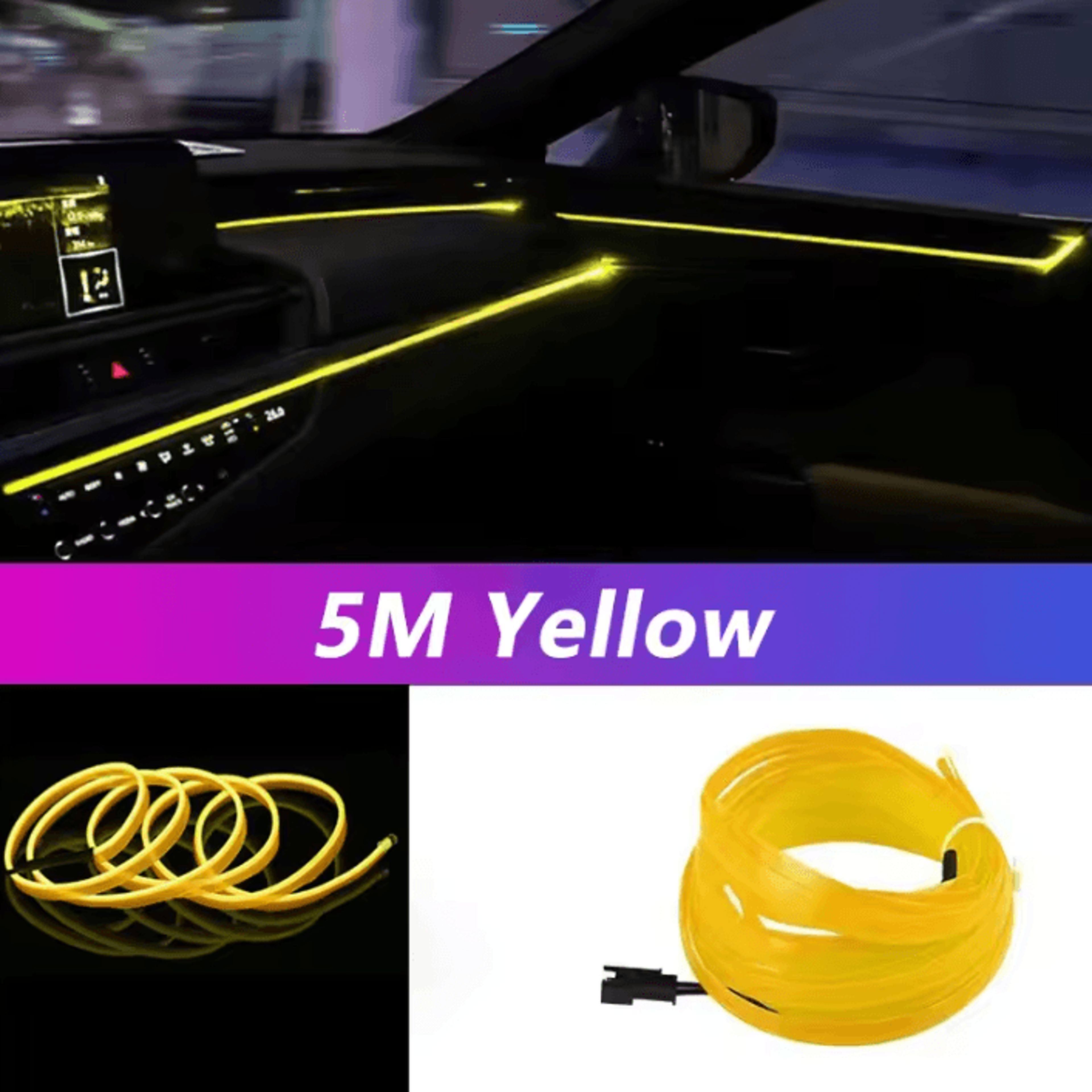 5M Flexible USB Car Interior Neon EL Wire 7