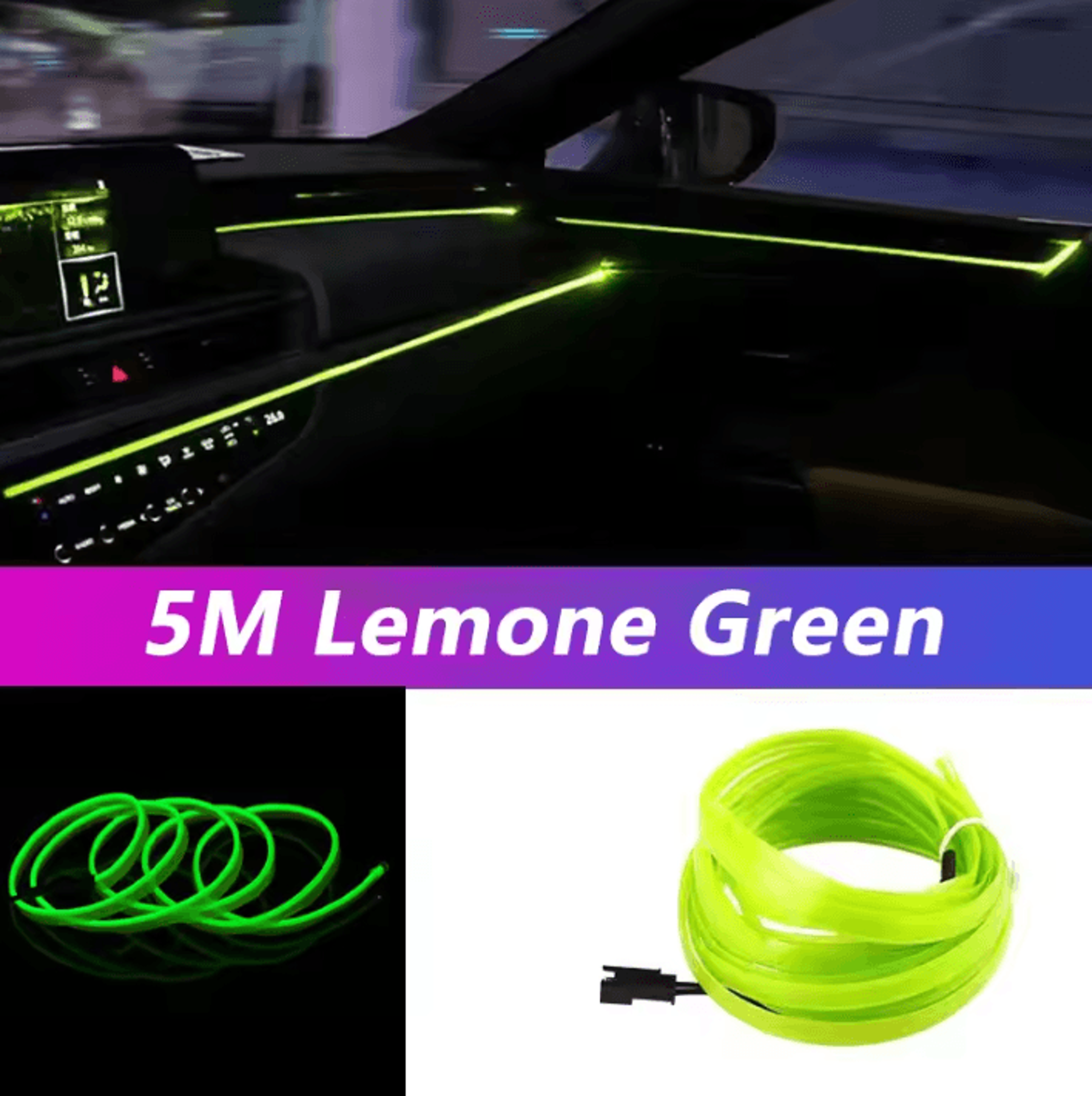 5M Flexible USB Car Interior Neon EL Wire 12