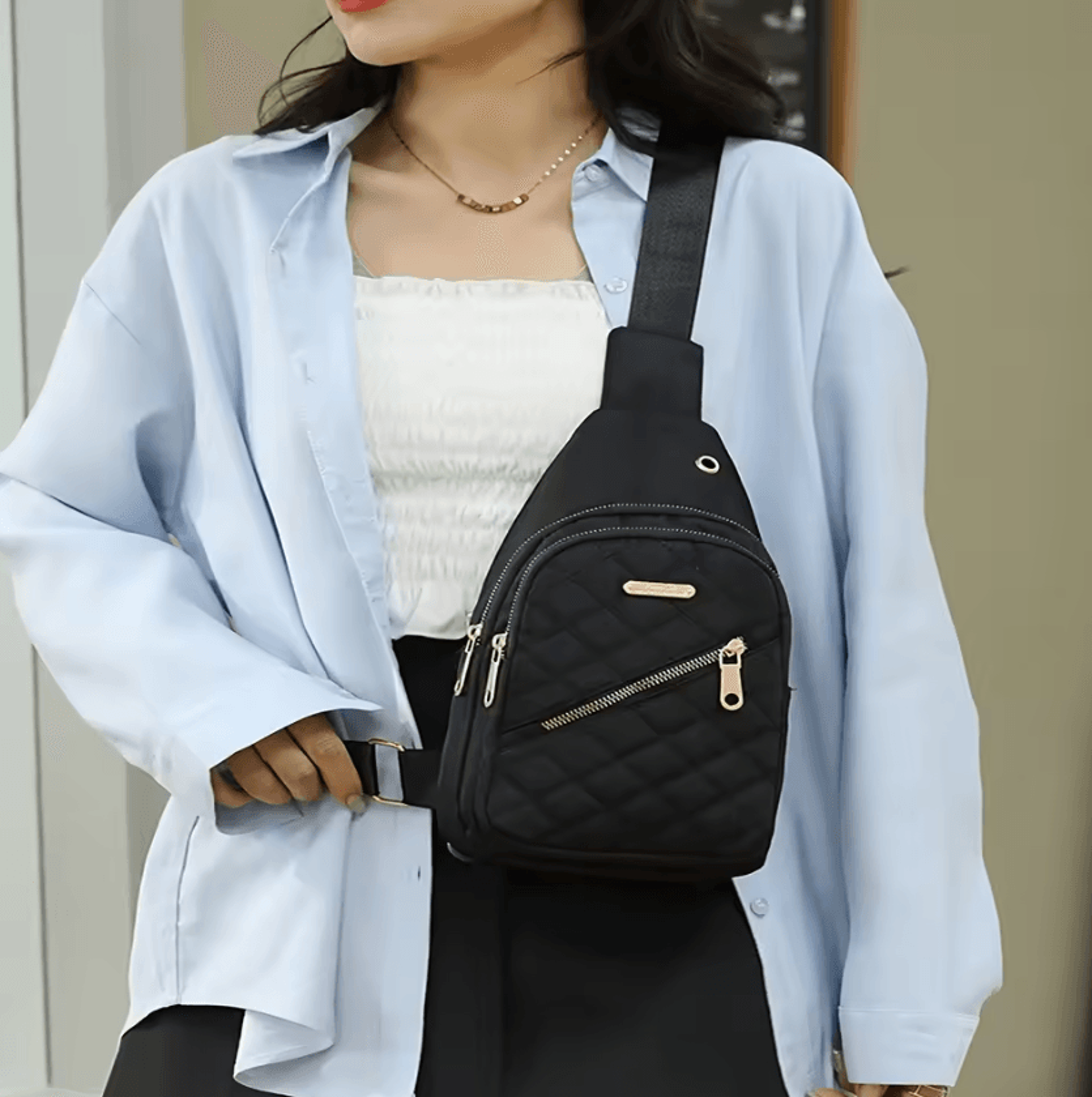 lightweight nylon crossbody sling bag for women