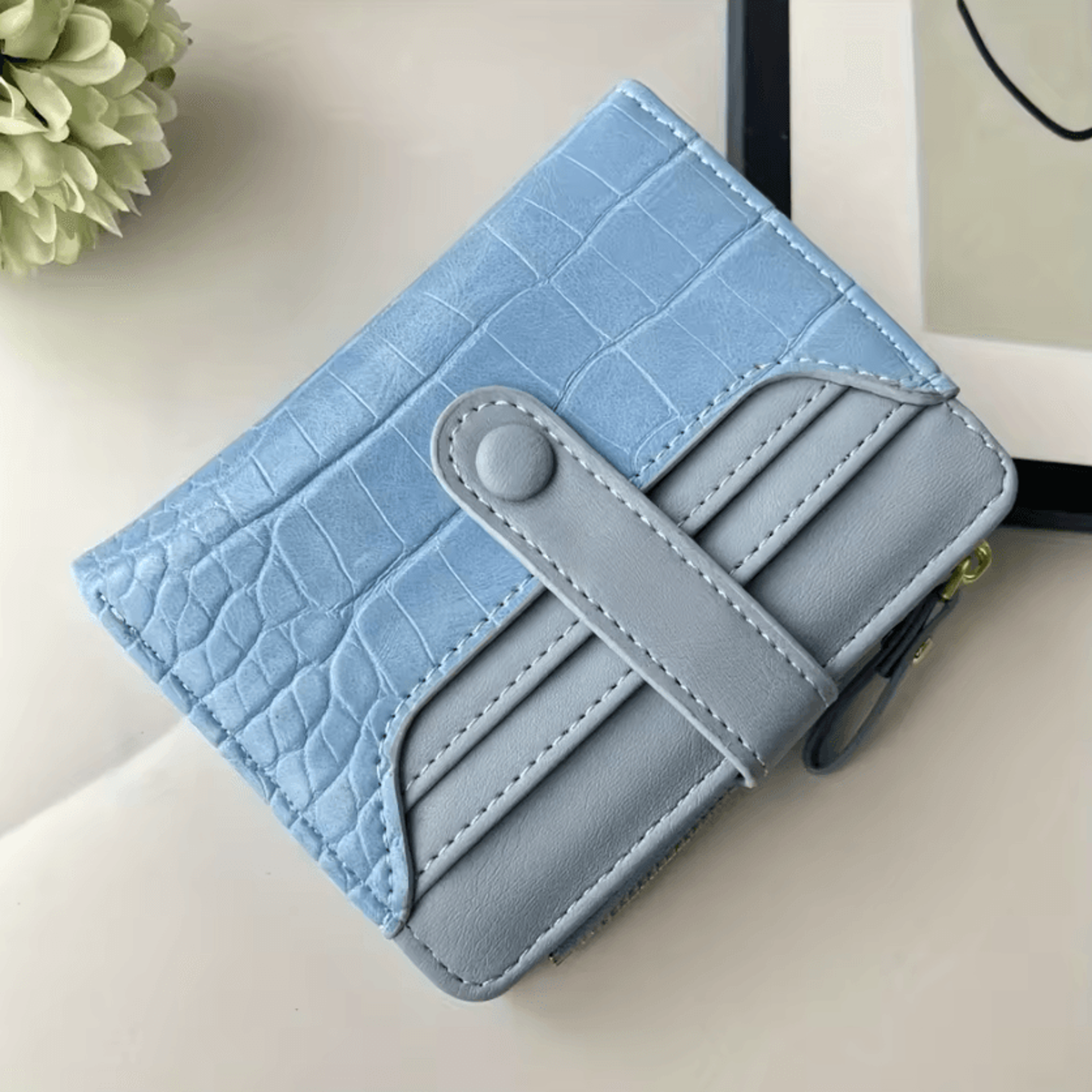 Macaron Crocodile Pattern Multi Slot Womens Wallet 6