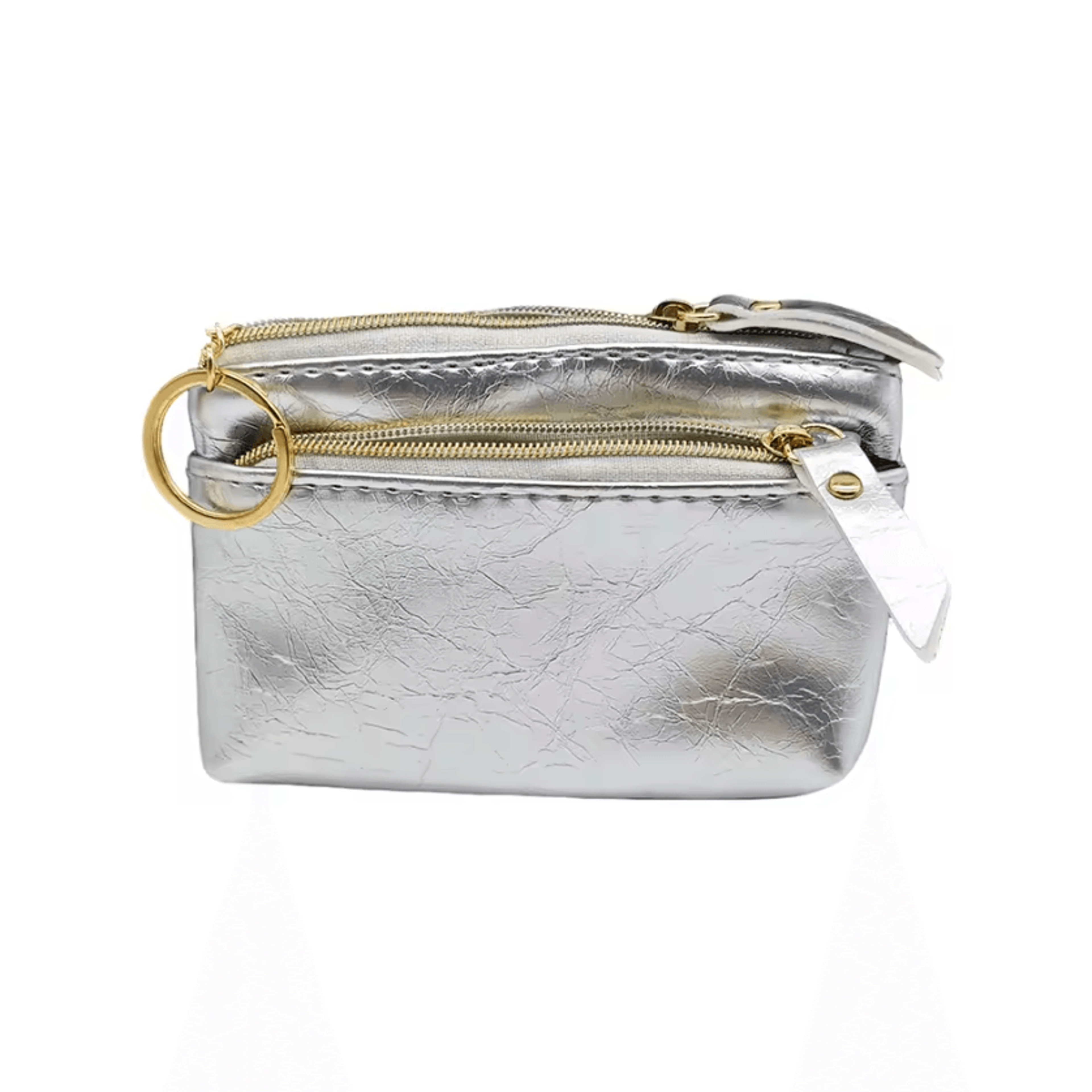 Cracked PU Leather Double Layer Wallet With Key Ring 3