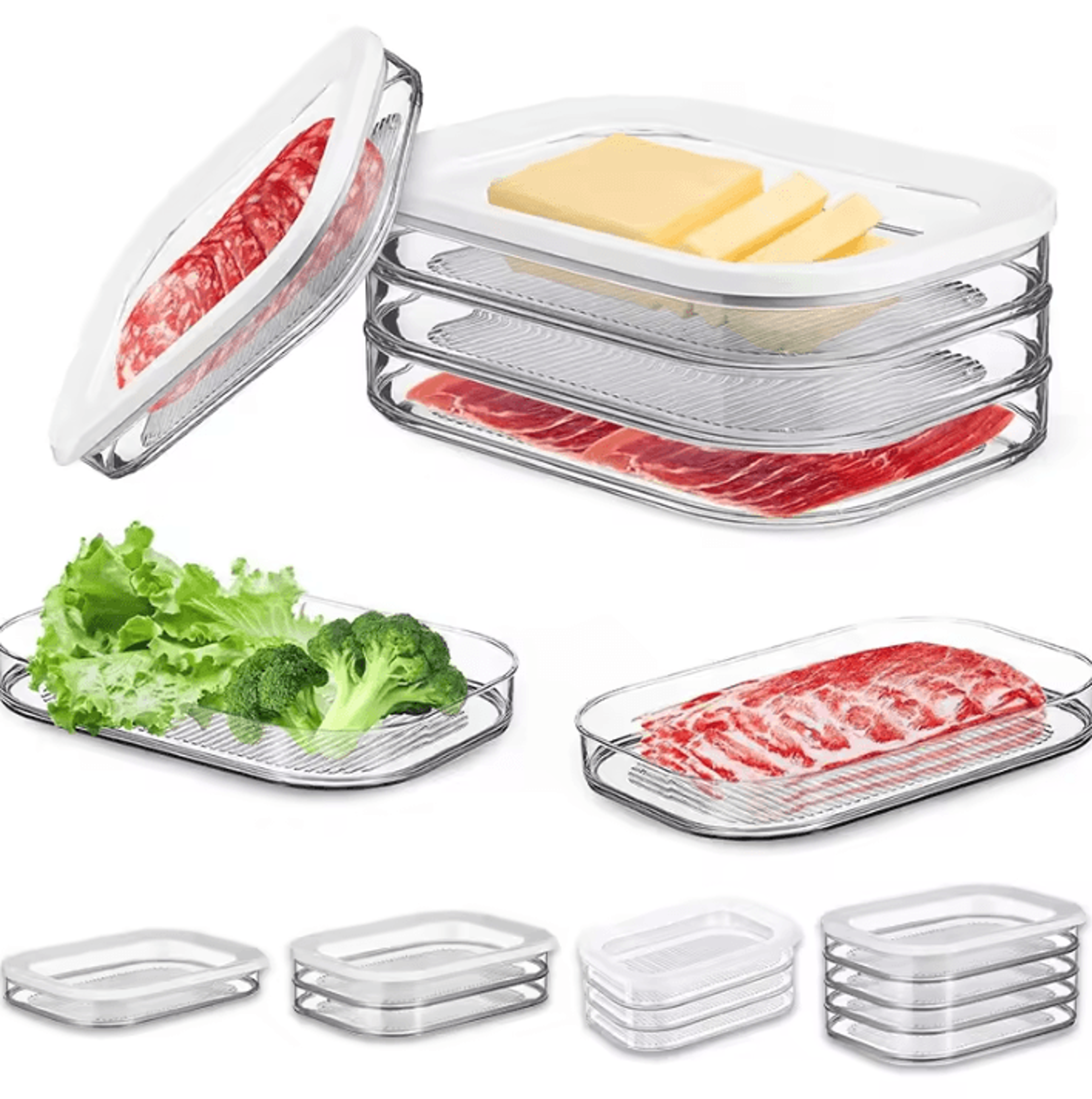 stackable deli meat storage container with clear lid