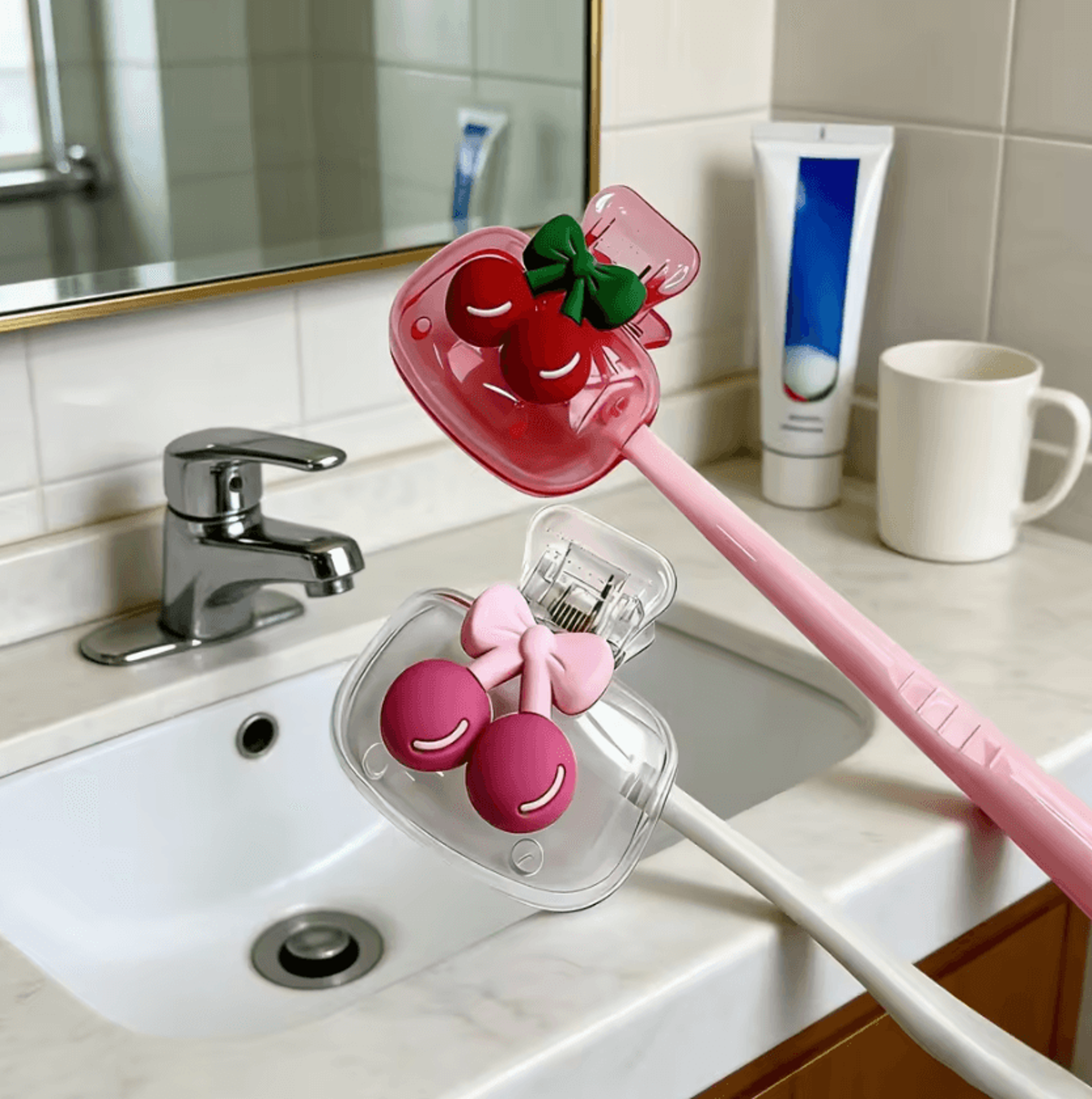 Cute Cherry Ventilated Travel Toothbrush Holder 4