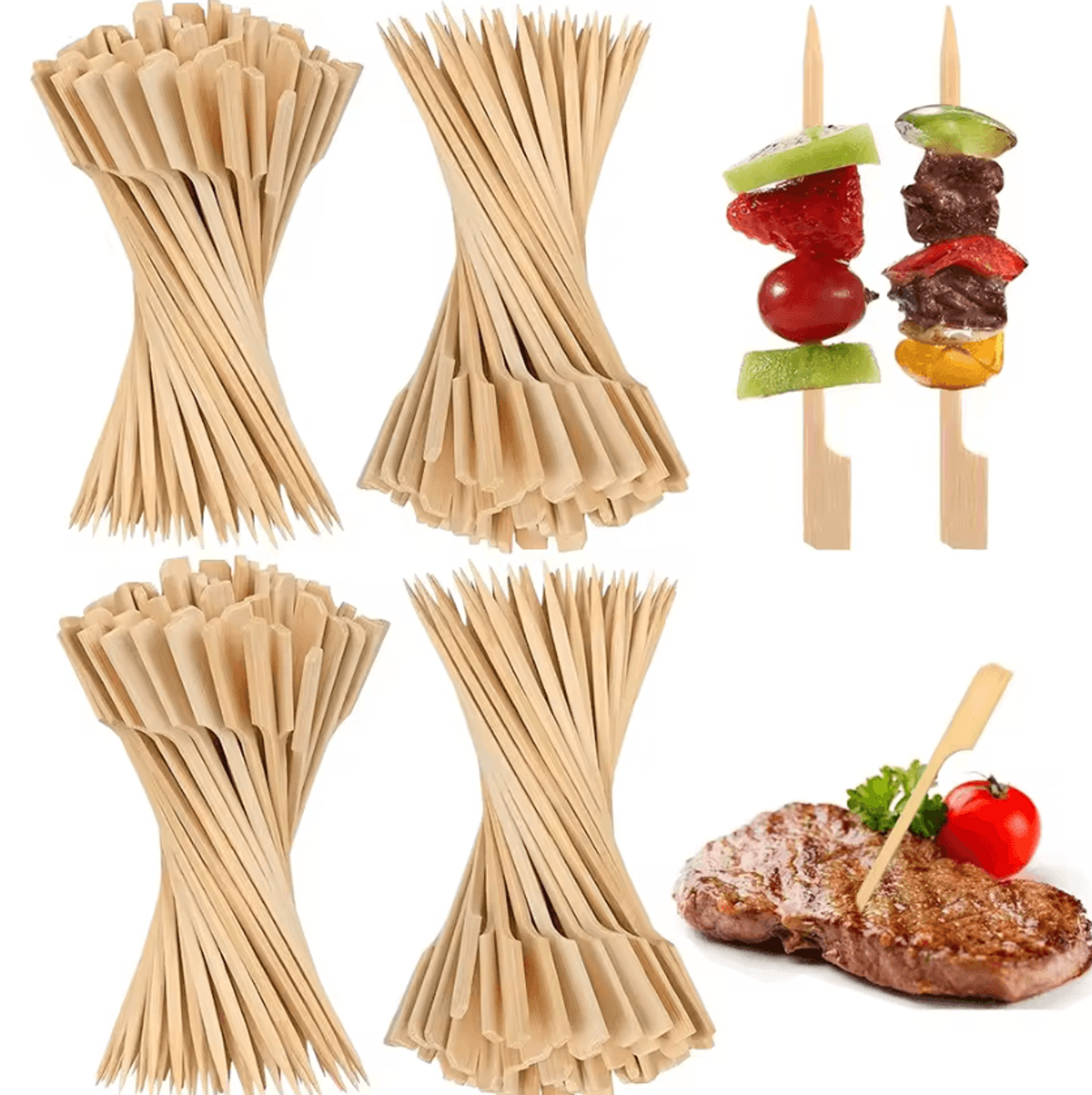 100pcs bamboo paddle skewers for appetizers and cocktails