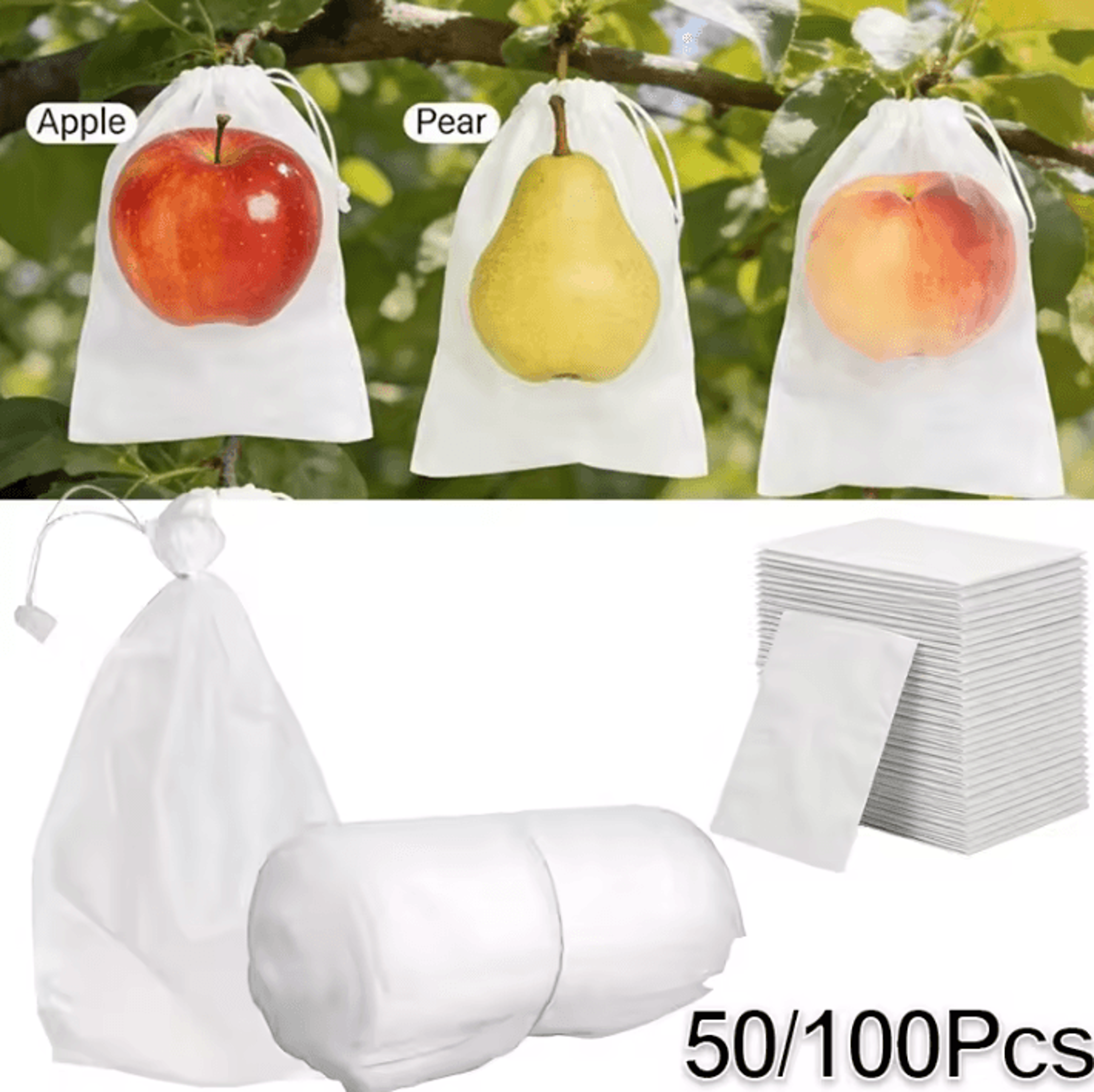 50 or 100pcs breathable mesh fruit protection bags
