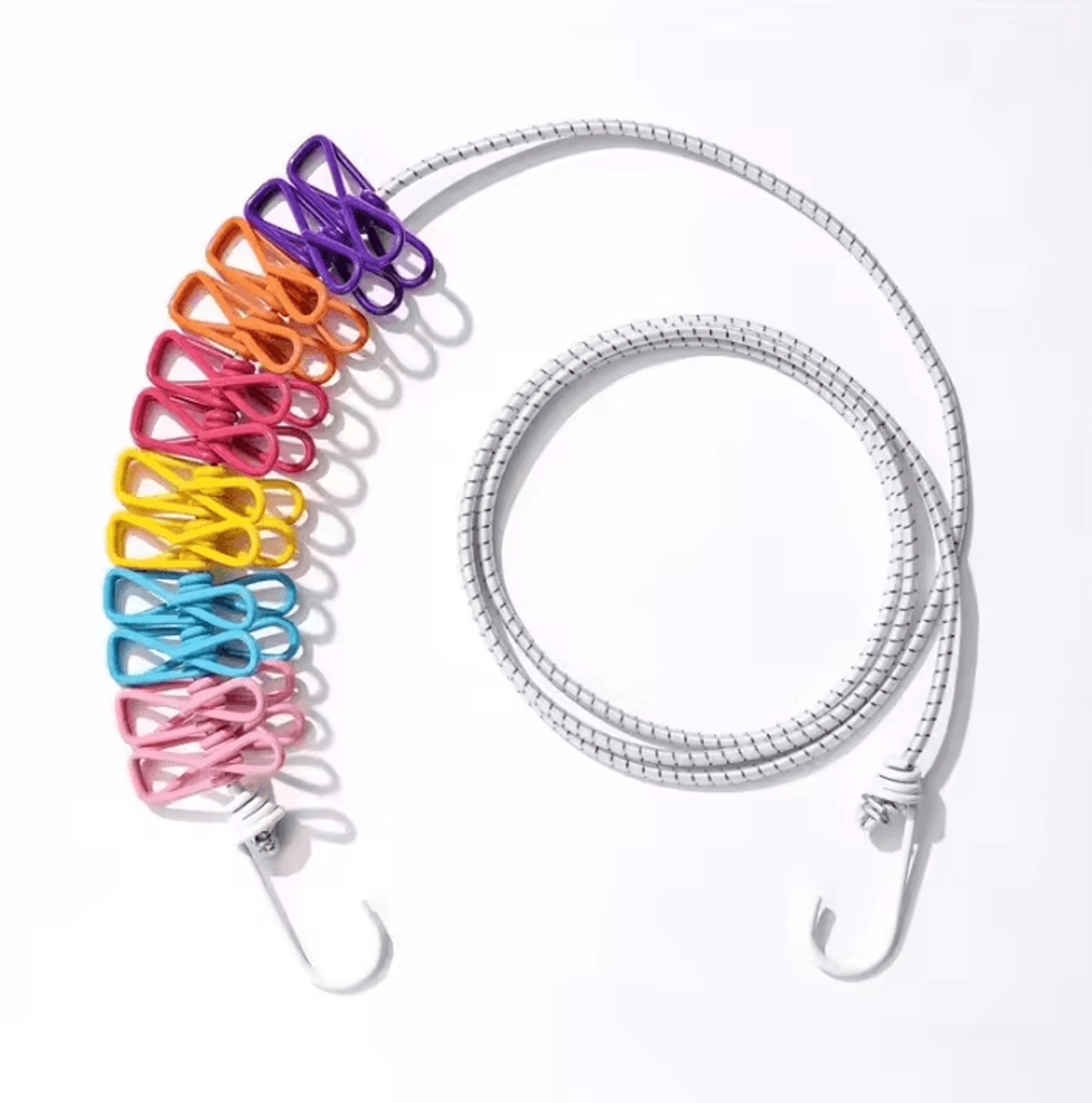 Portable Elastic Travel Clothesline With 12 Clothespins 0