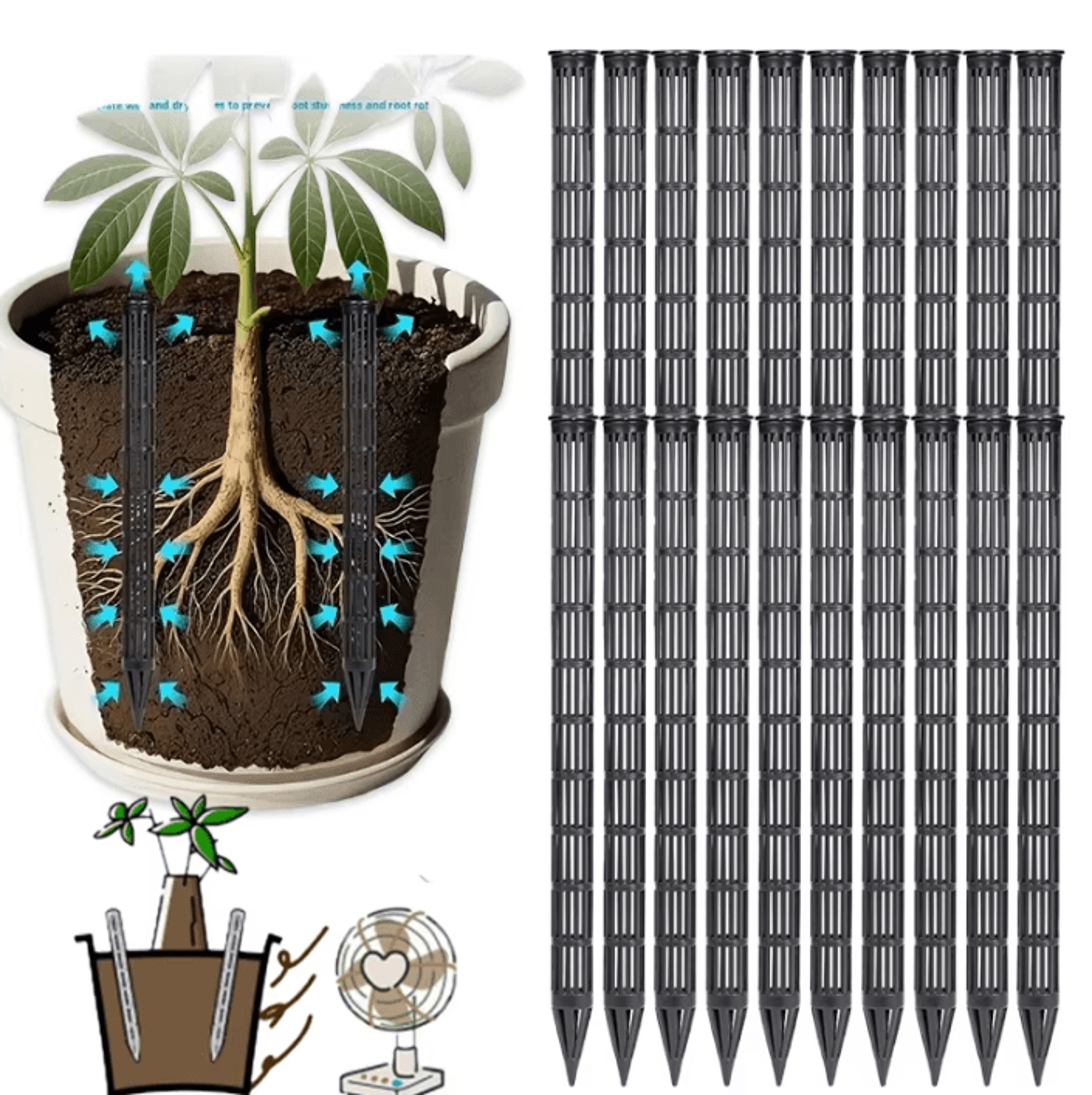 10 or 20pcs plant aeration tubes for healthy potted roots