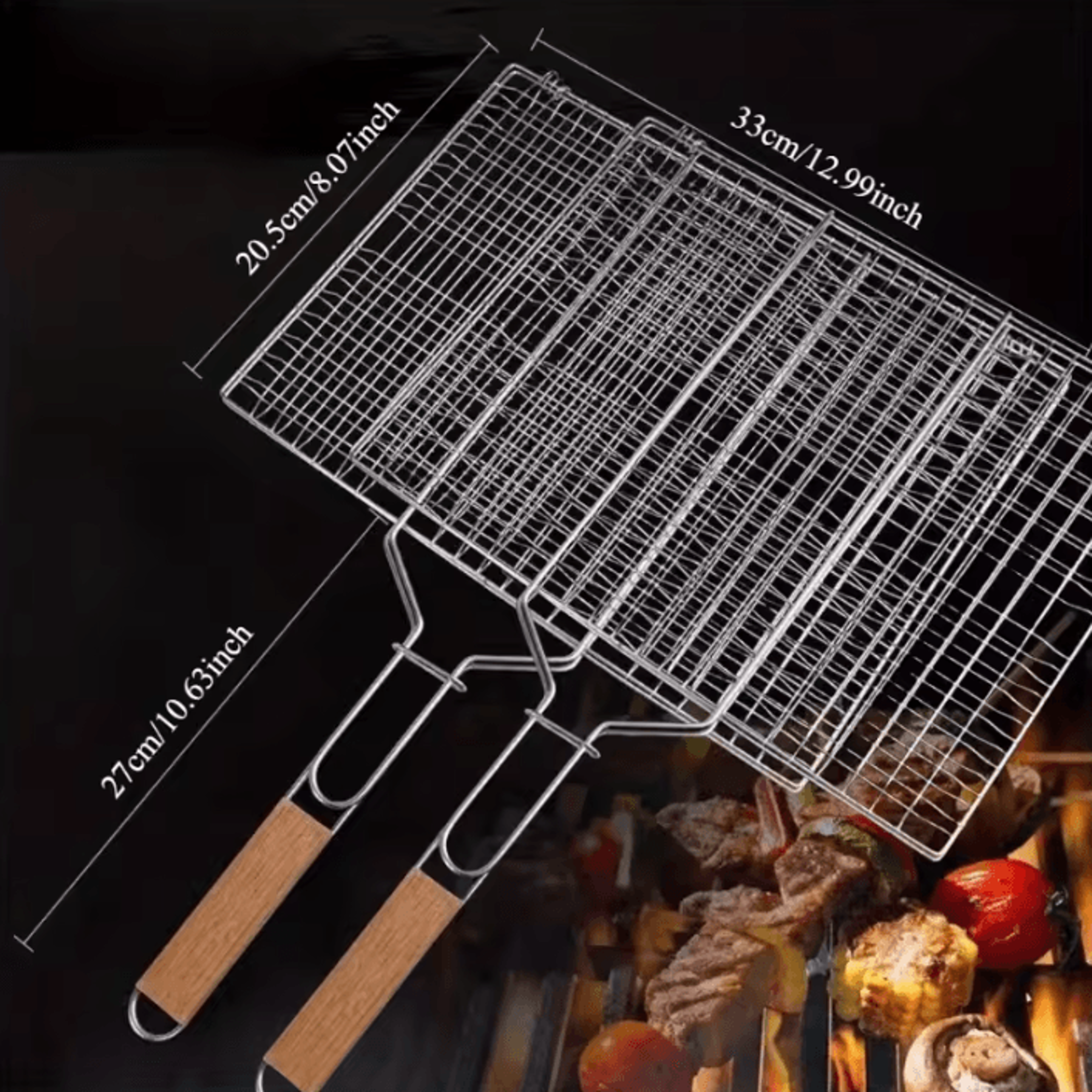 Large Folding BBQ Grill Basket With Removable Handle 6