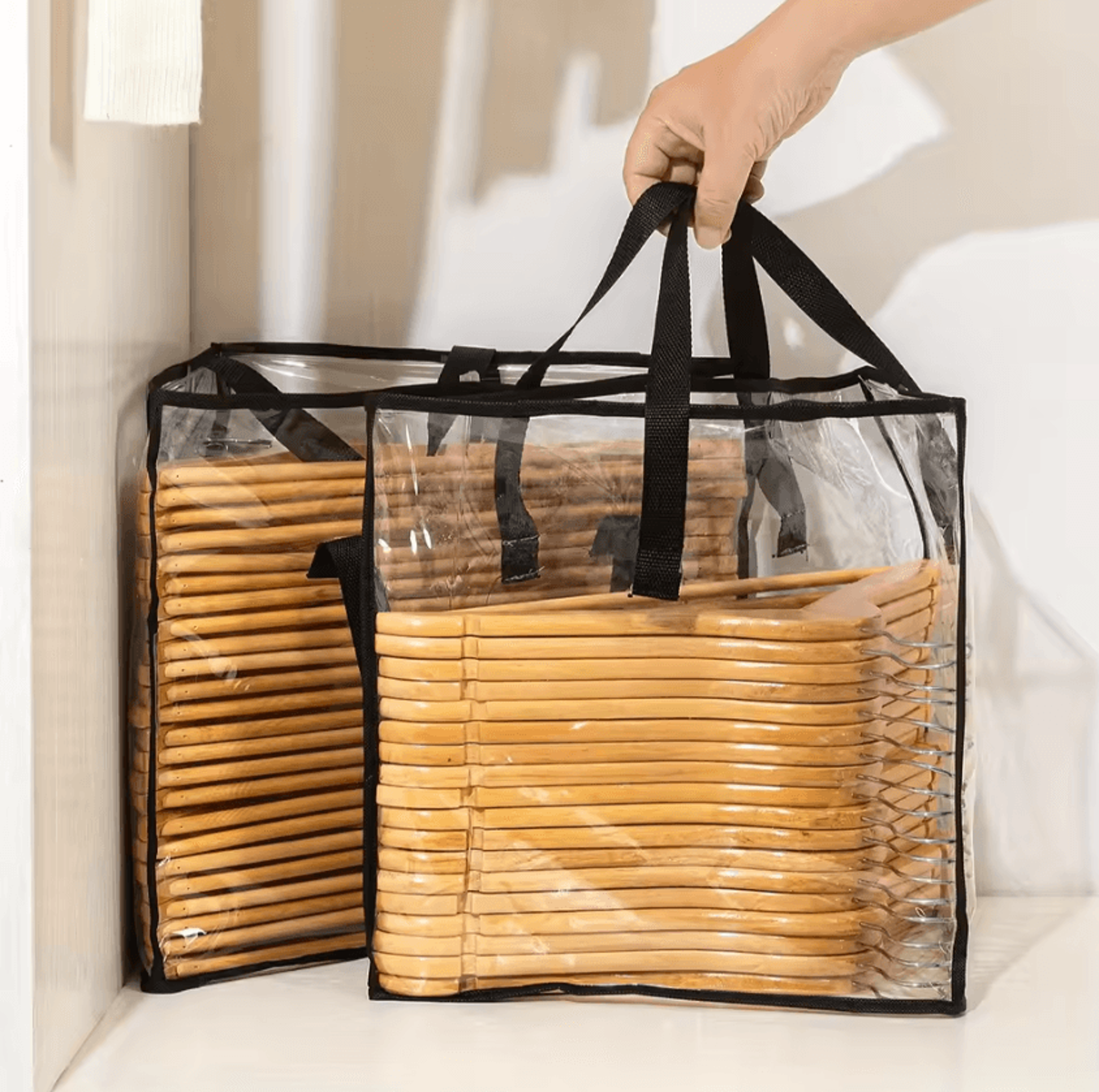 Foldable Large Capacity Clothes Hanger Storage Bag With Handles 2