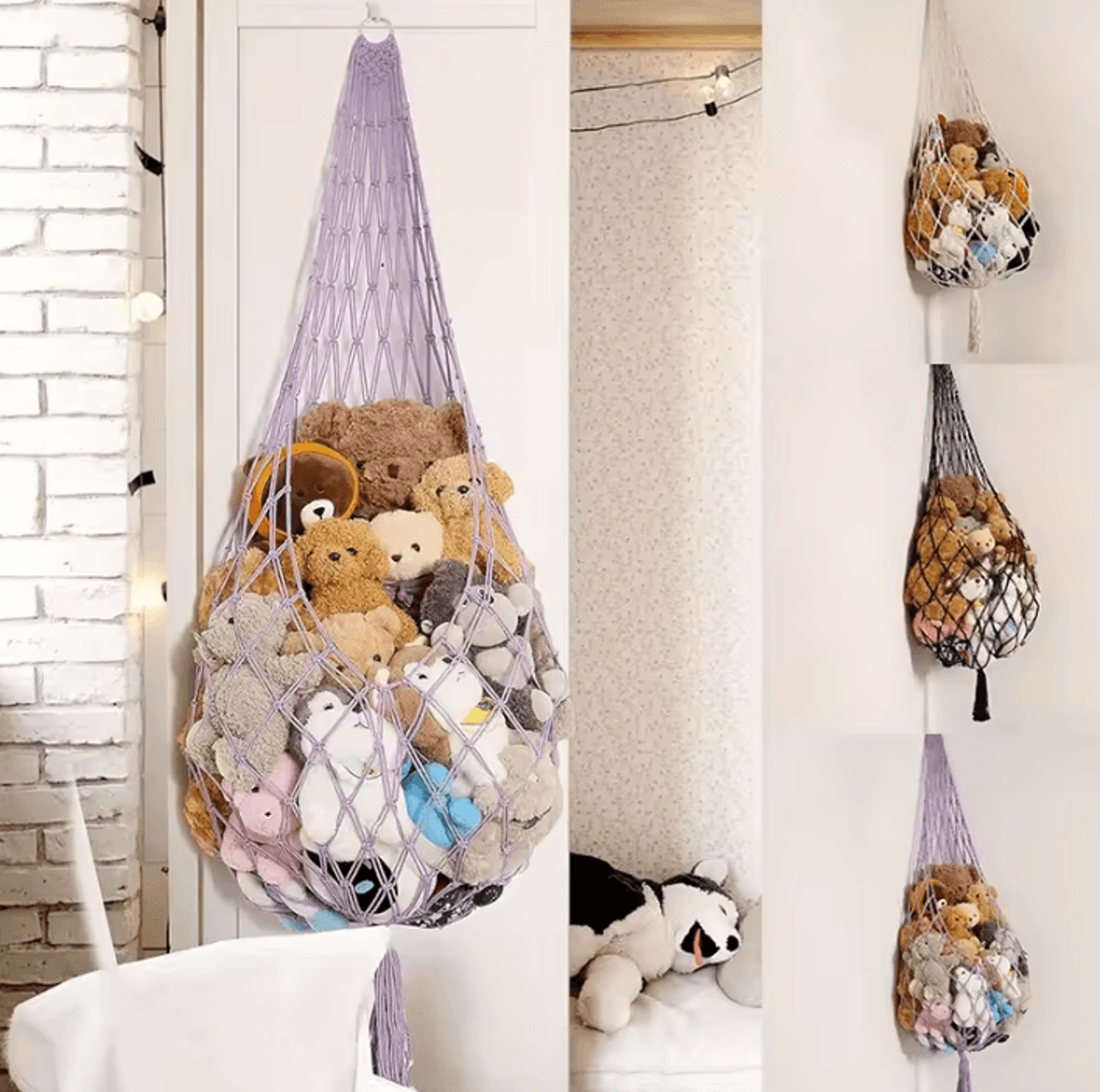 Large Macrame Stuffed Animal Storage Hammock 0