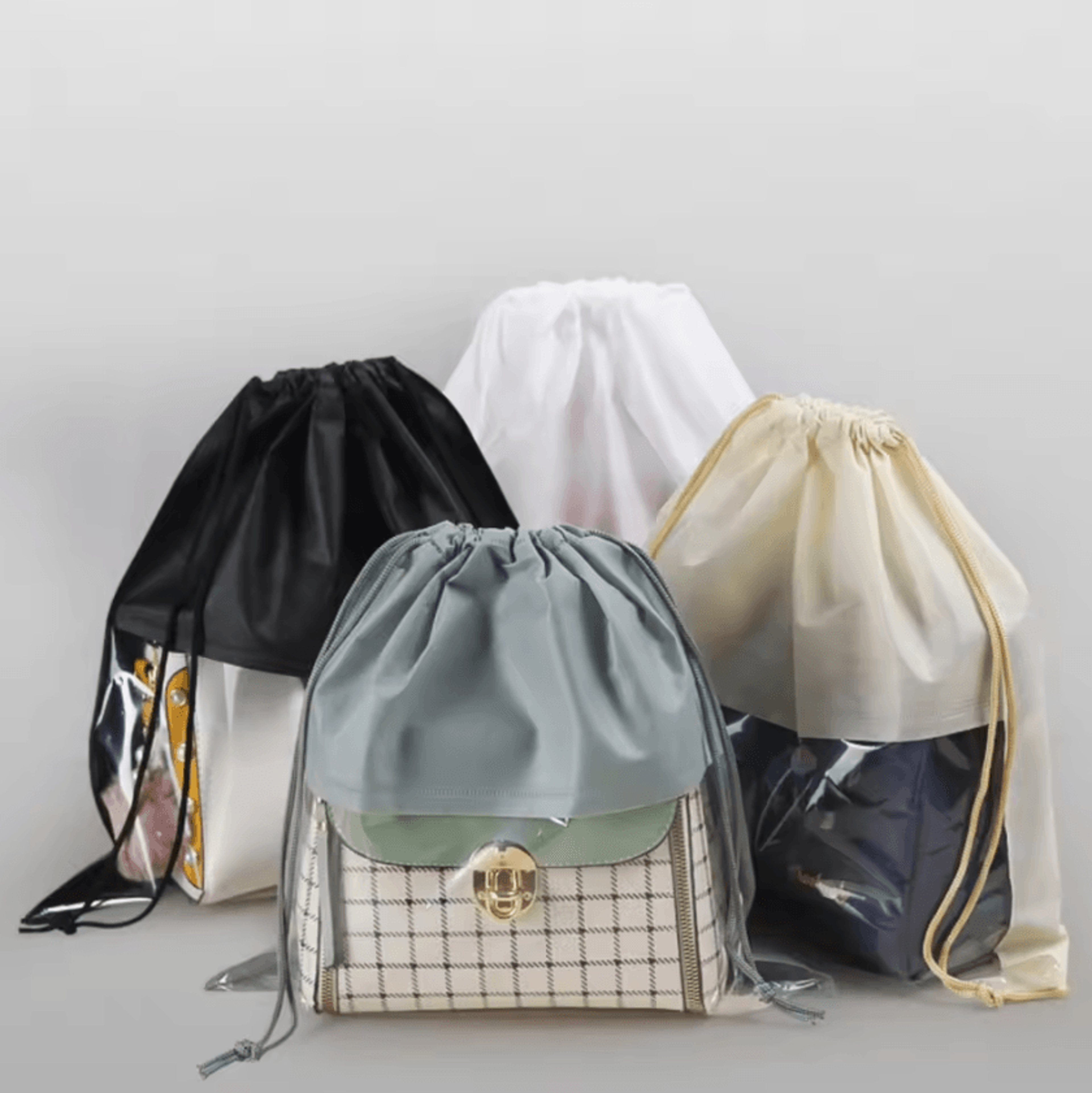 Transparent Drawstring Handbag Dust Cover Storage Bag 0