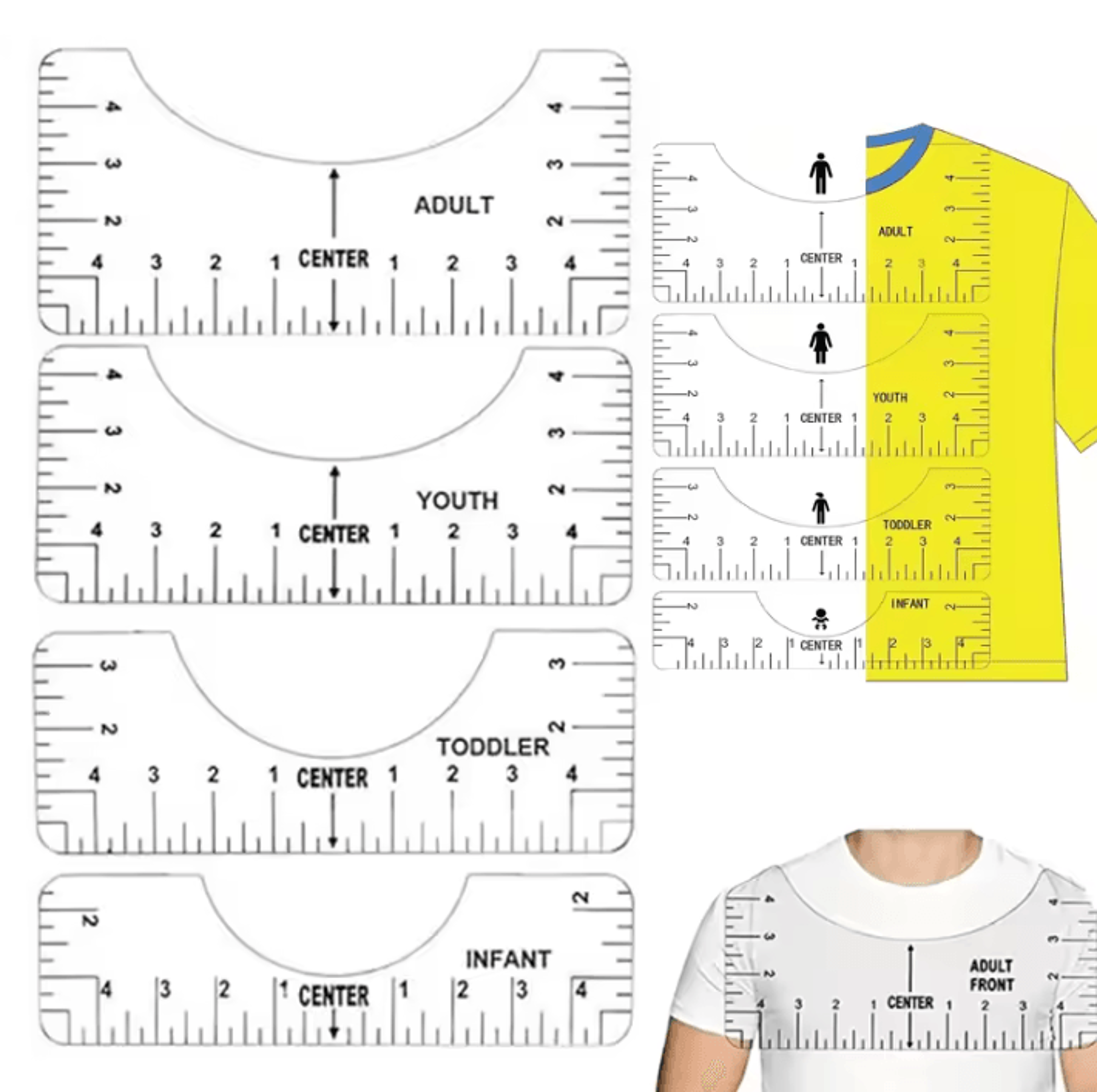 PVC TShirt Alignment Ruler Guide For Heat Press 0