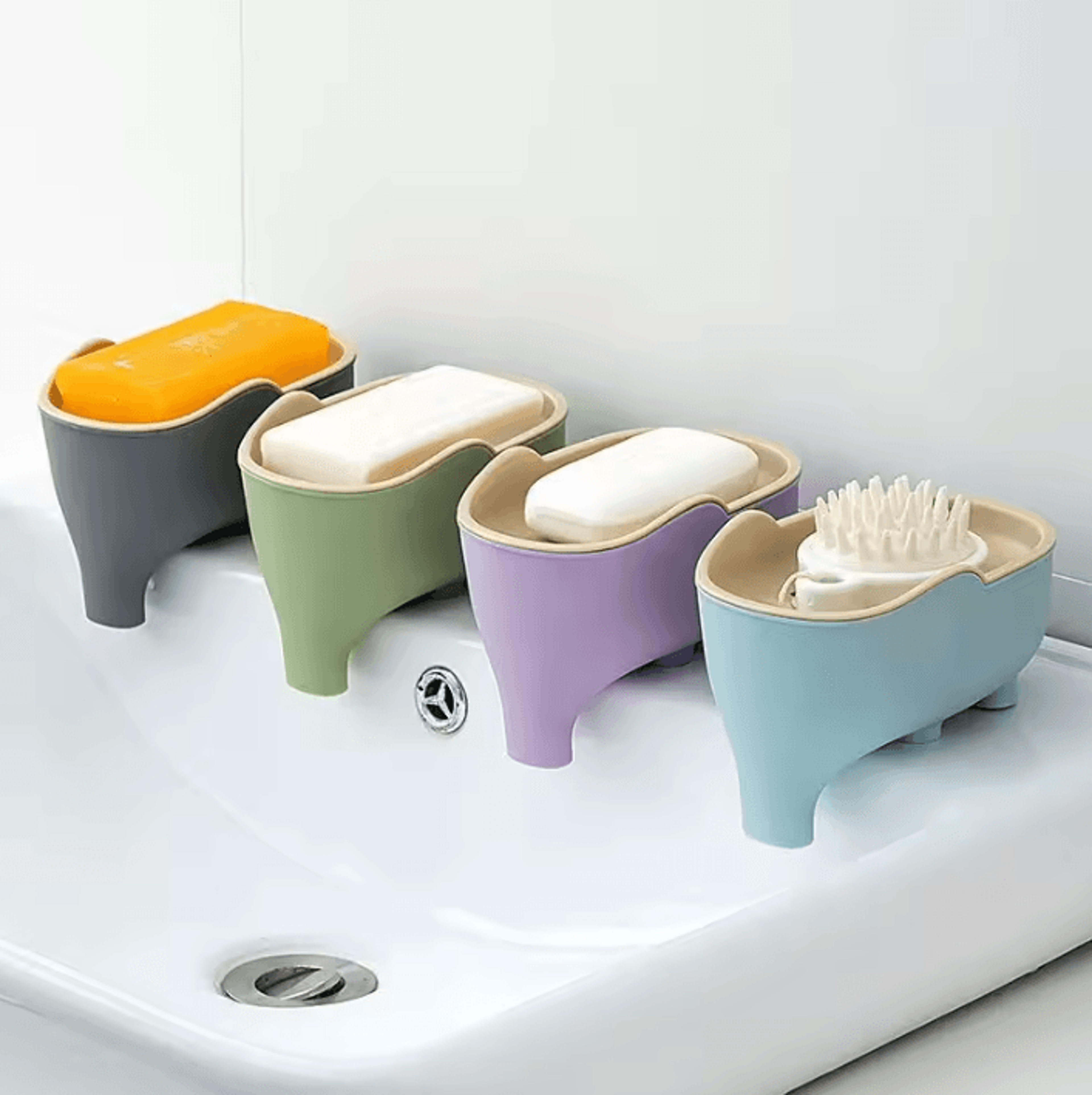 Cute Elephant Double Layer Draining Soap Dish 1