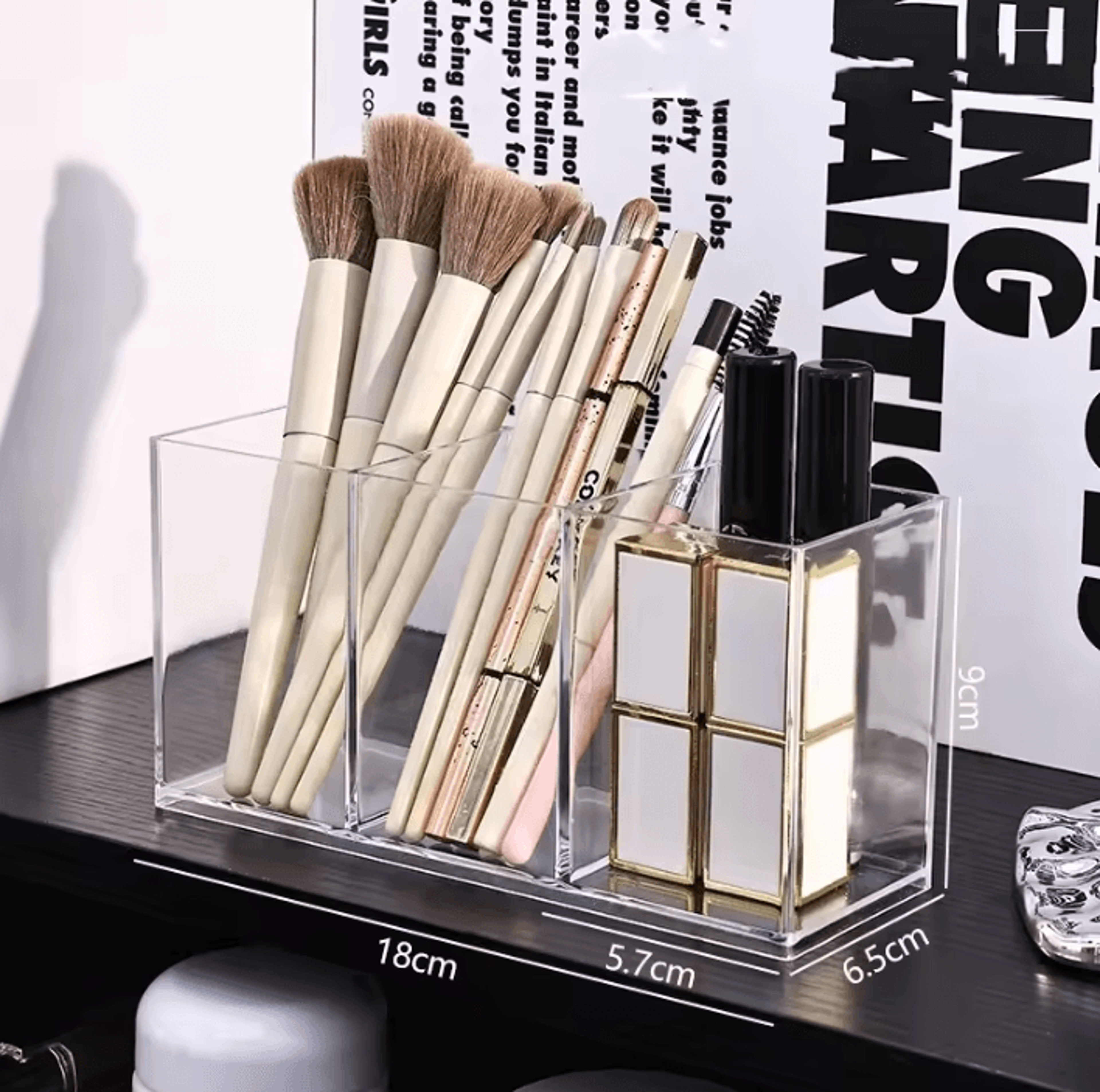 Clear Makeup Brush Holder Organizer With 1 2 Or 3 Slots 4