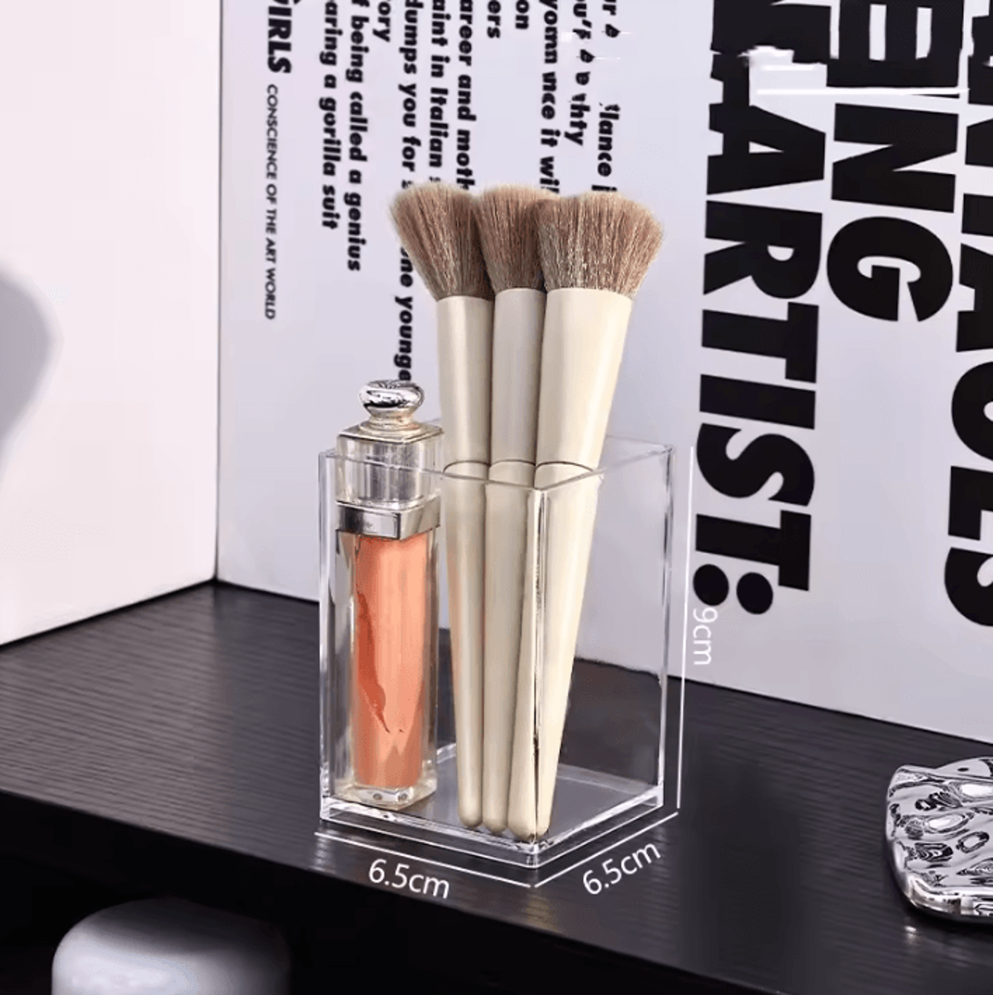 Clear Makeup Brush Holder Organizer With 1 2 Or 3 Slots 3