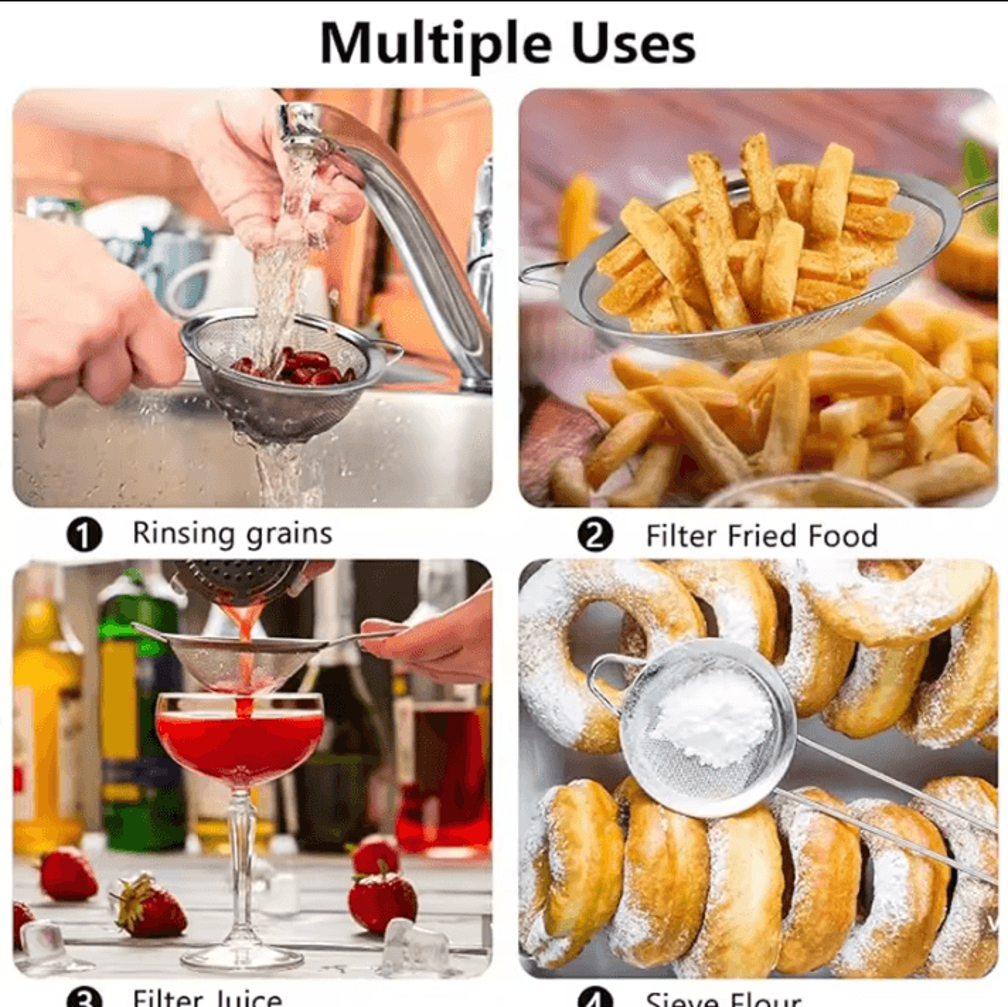 3Pcs Stainless Steel Extra Fine Mesh Strainer Set 2